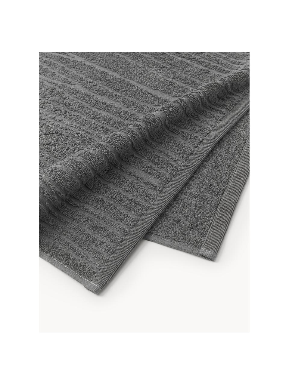 Asciugamano in cotone in varie misure Audrina, Grigio scuro, Telo bagno, larg. 70 x lung. 140 cm