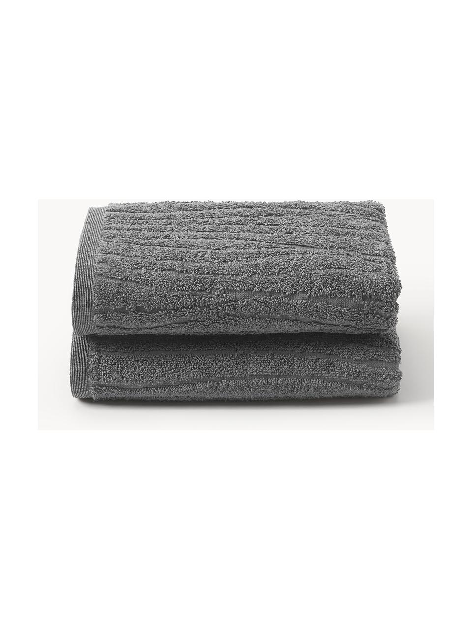 Asciugamano in cotone in varie misure Audrina, Grigio scuro, Telo bagno, larg. 70 x lung. 140 cm