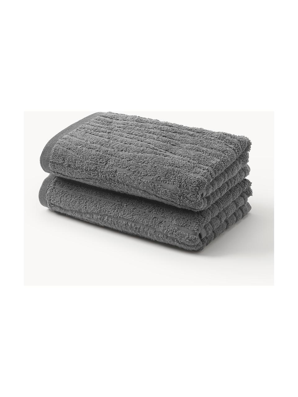 Asciugamano in cotone in varie misure Audrina, Grigio scuro, Telo bagno, larg. 70 x lung. 140 cm