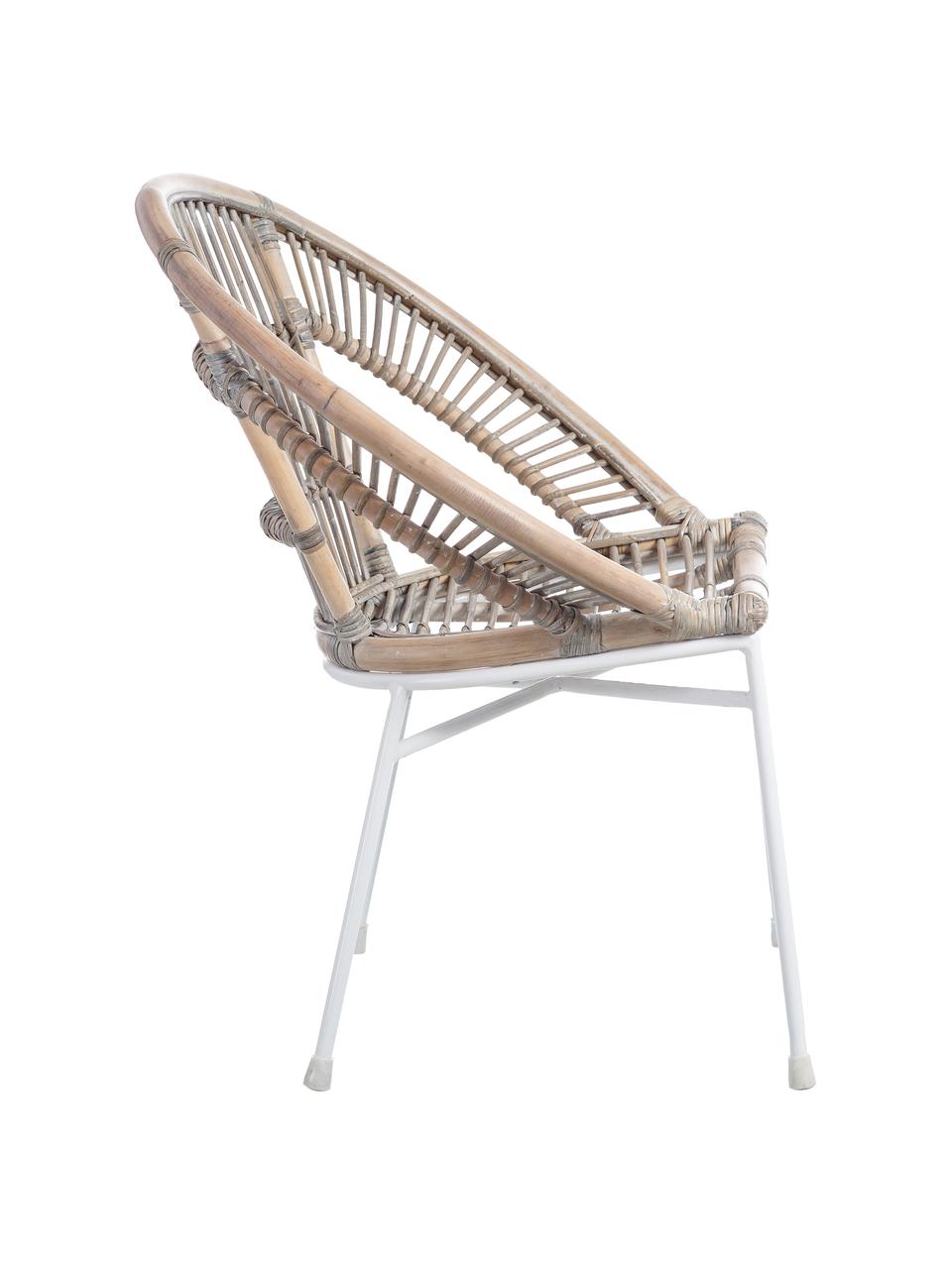 Silla de ratán Carla, Patas: metal pintado, Beige, An 63 x F 66 cm