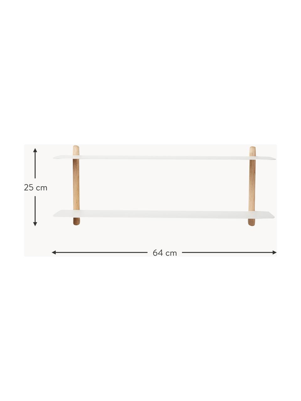 Wandregal Nivo, Einlegeböden: Stahl, beschichtet, Gestell: Eichenholz, Eichenholz, Weiß, B 64 x H 25 cm