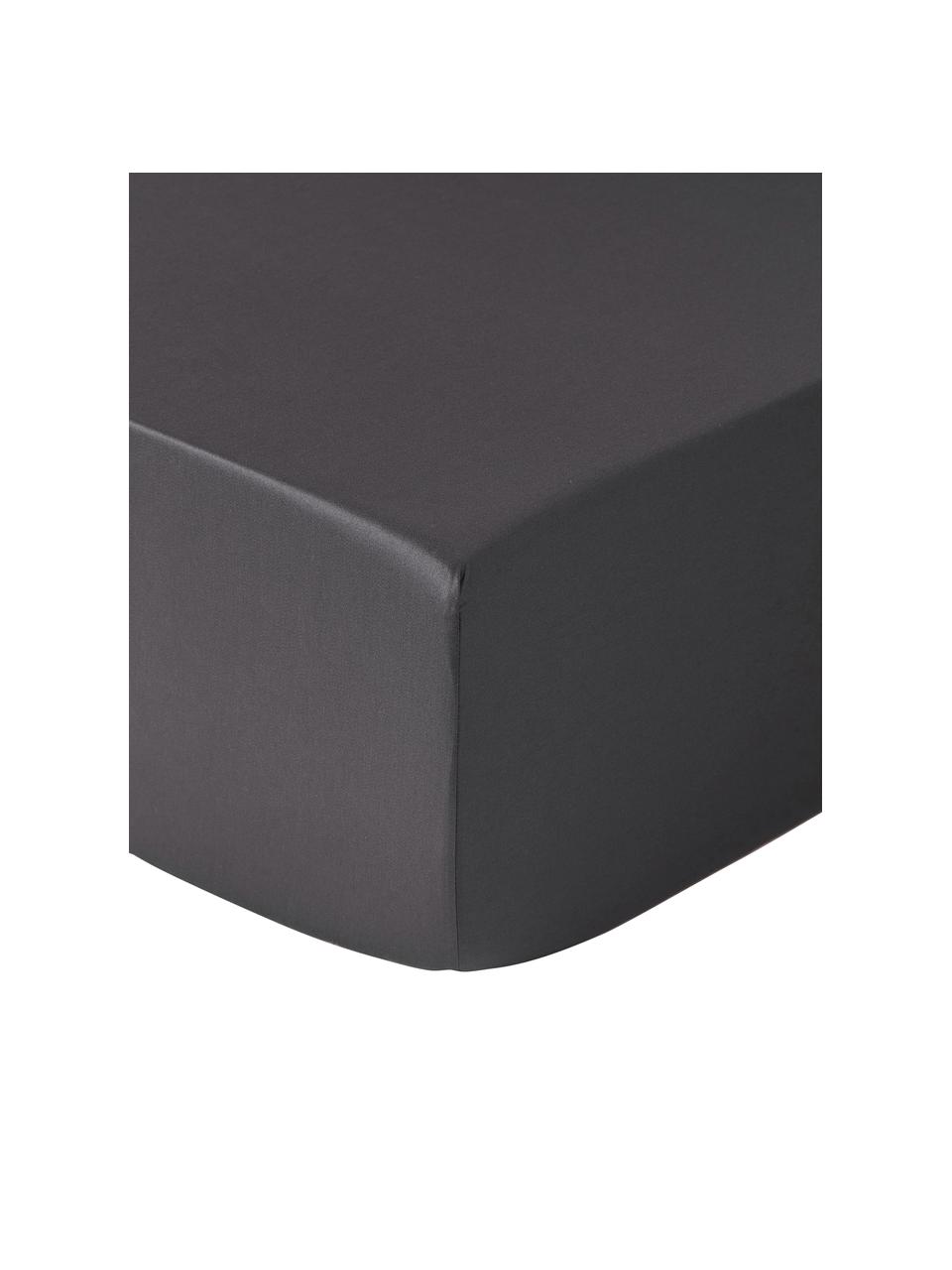Sábana bajera de satén Premium, Gris oscuro, Cama 90 cm (90 x 200 x 25 cm)