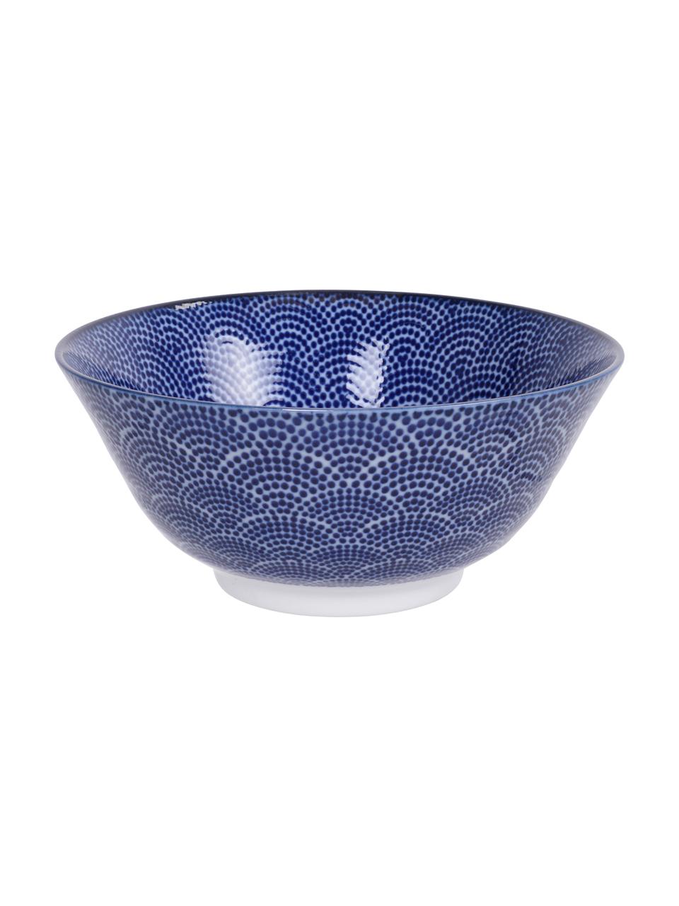 Bols artisanaux en porcelaine Nippon, 4 élém., Porcelaine, Bleu, blanc, Ø 15 x haut. 7 cm