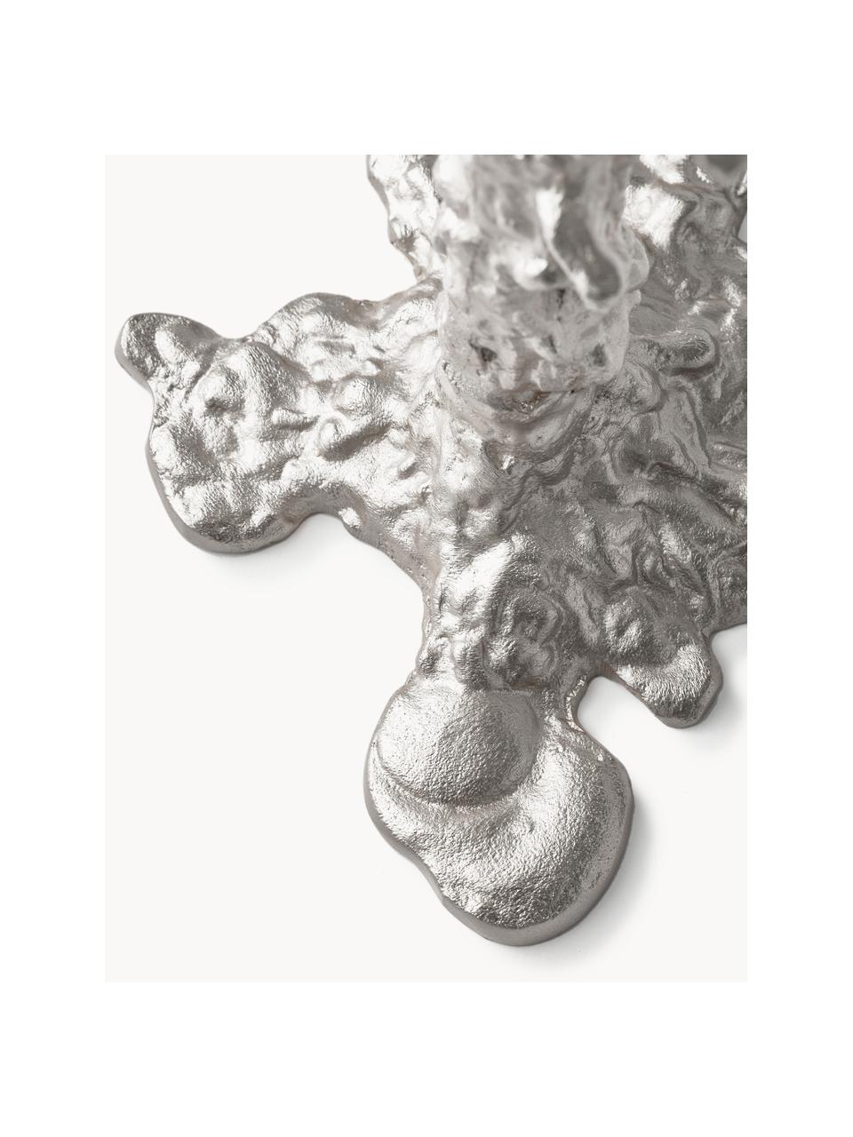 Ręcznie wykonany świecznik z metalu Drip, Aluminium powlekane, Odcienie srebrnego, S 28 x W 32 cm