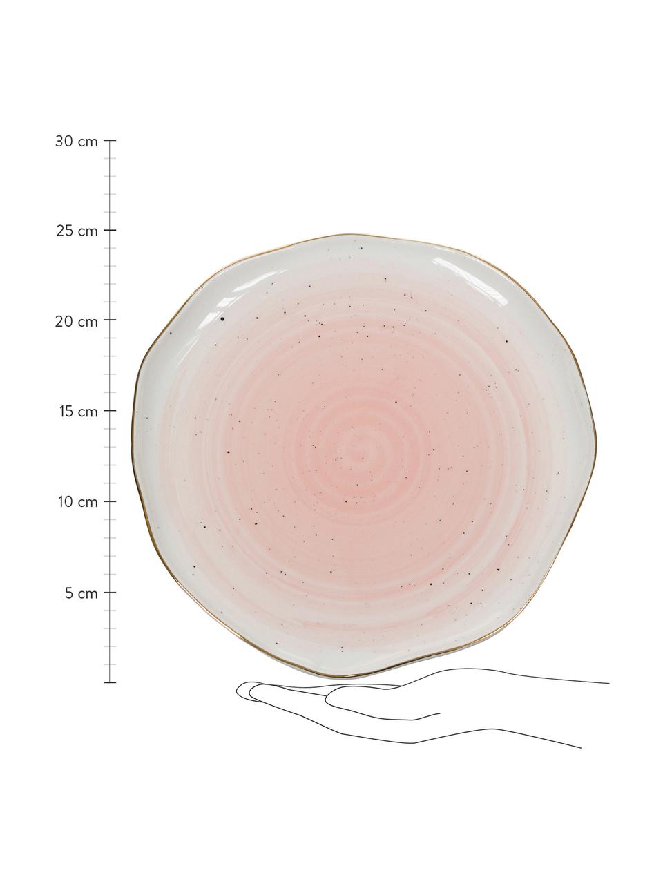 Planos llanos artesanales Bella, 2 uds., Porcelana, Rosa, Ø 26 x Al 3 cm