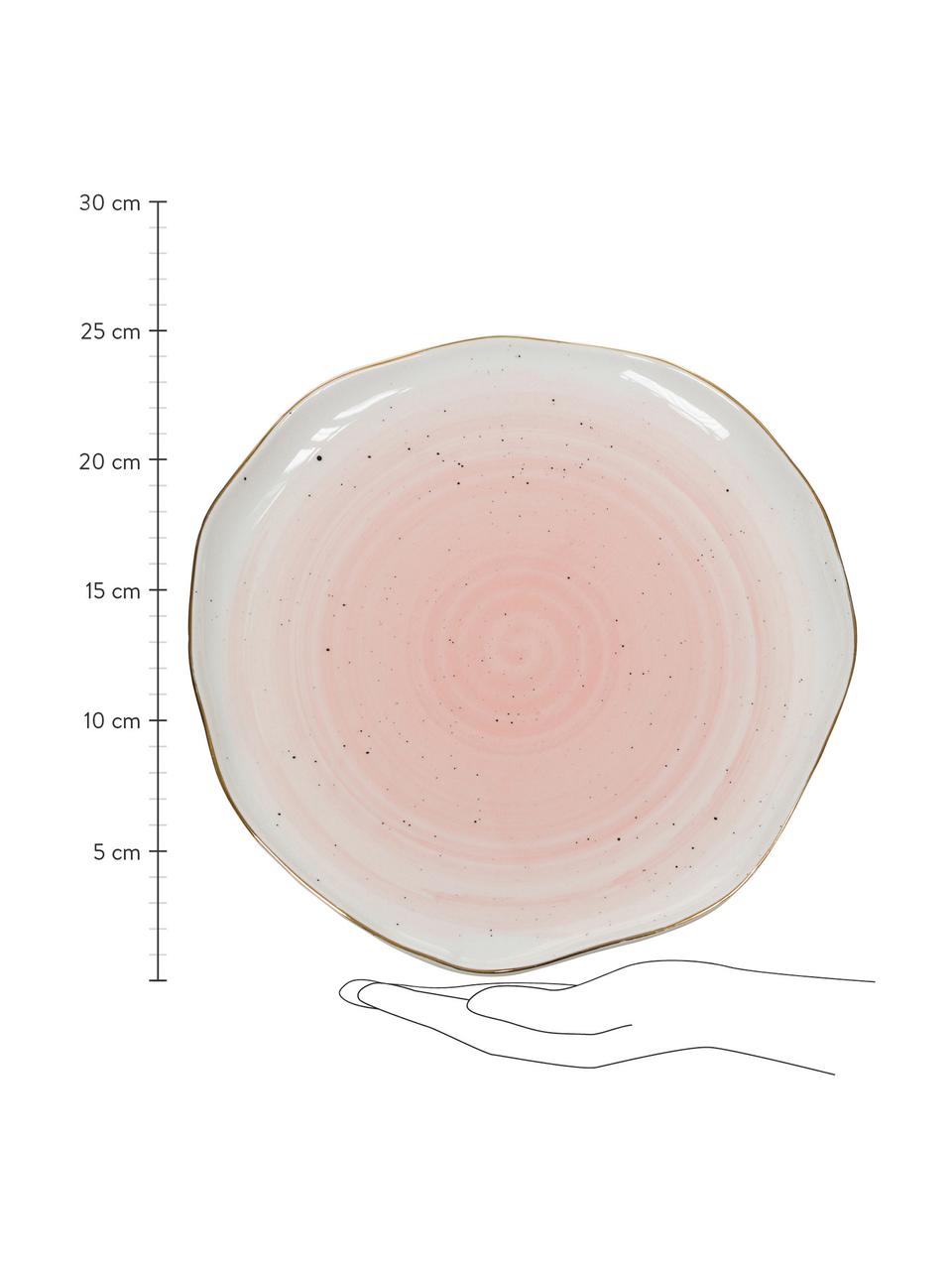 Ręcznie wykonany talerz duży Bella, 2 szt., Porcelana, Blady różowy, Ø 26 x W 3 cm