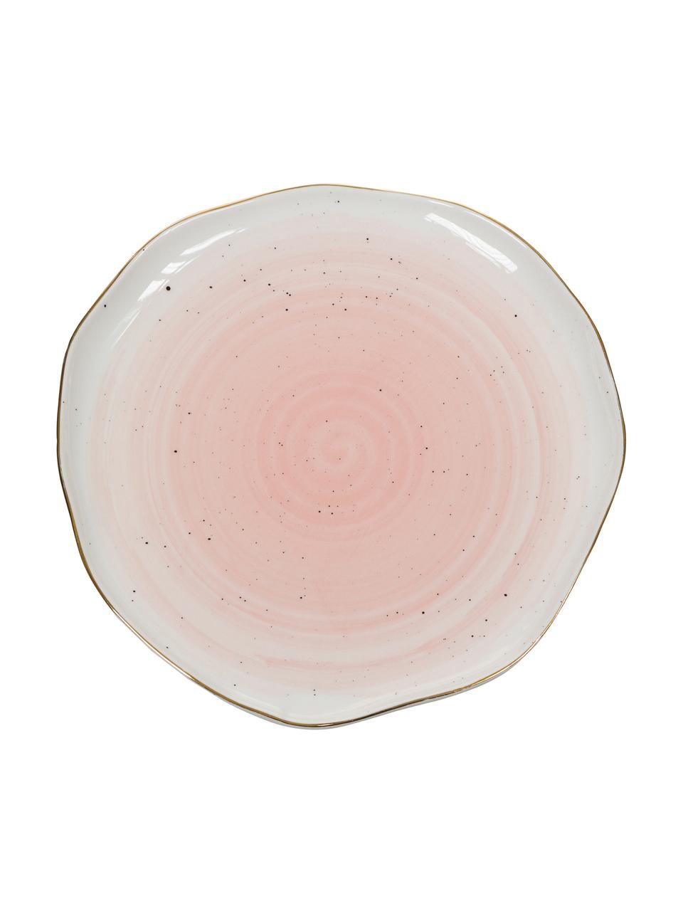 Planos llanos artesanales Bella, 2 uds., Porcelana, Rosa, Ø 26 x Al 3 cm