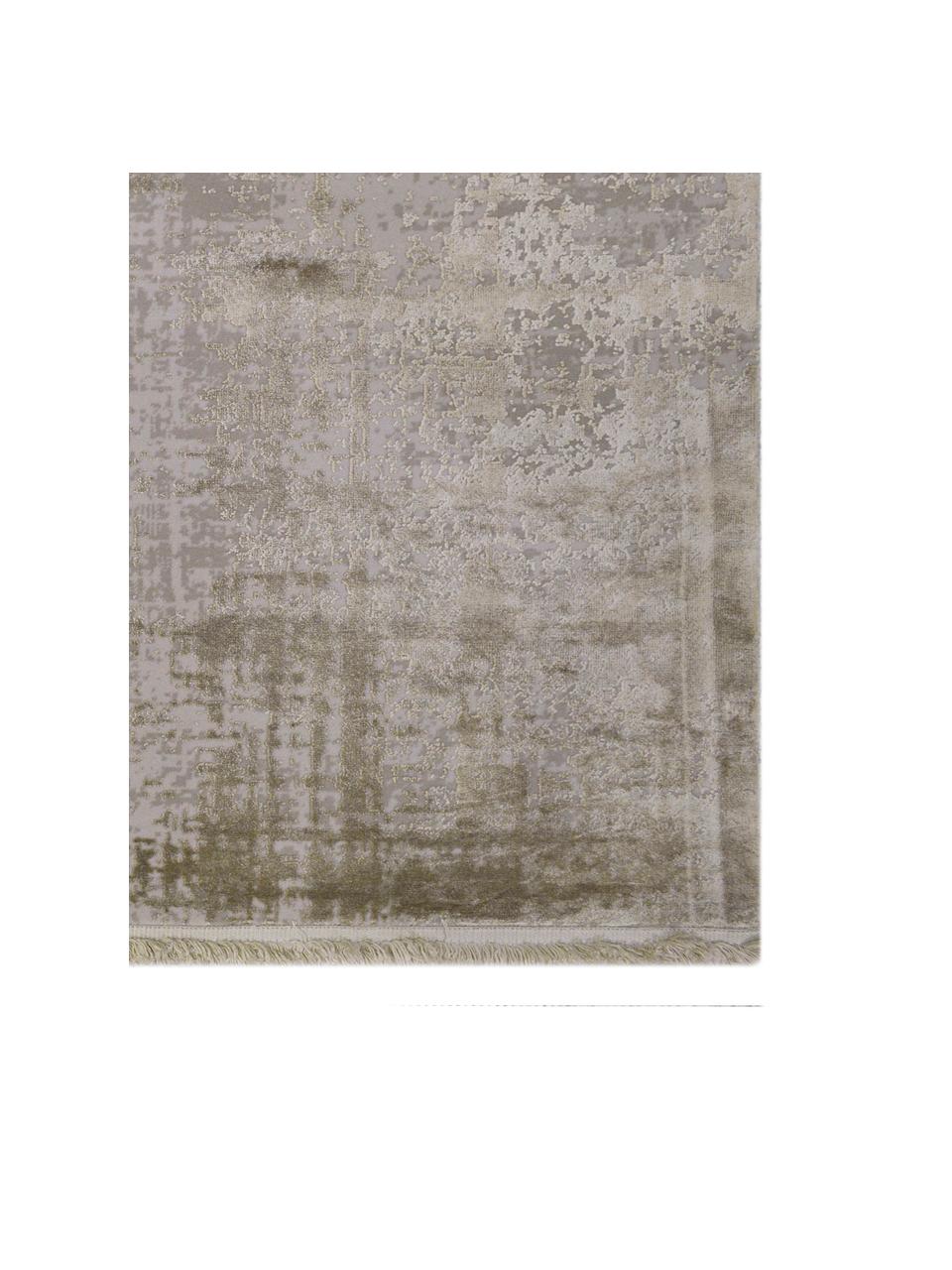 Schimmernder Teppich Cordoba in Beigetönen mit Fransen, Vintage Style, Flor: 70% Acryl, 30% Viskose, Beigetöne, B 80 x L 150 cm (Grösse XS)