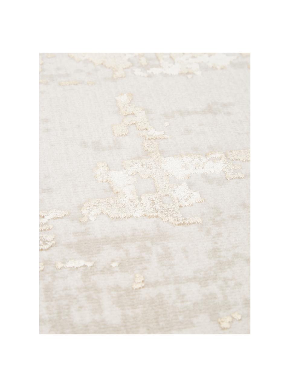 Alfombra brillante de pelo corto con flecos Cordoba, Parte superior: 70% acrílico, 30% viscosa, Reverso: 100% algodón, Tonos beige, An 130 x L 190 cm (Tamaño S)
