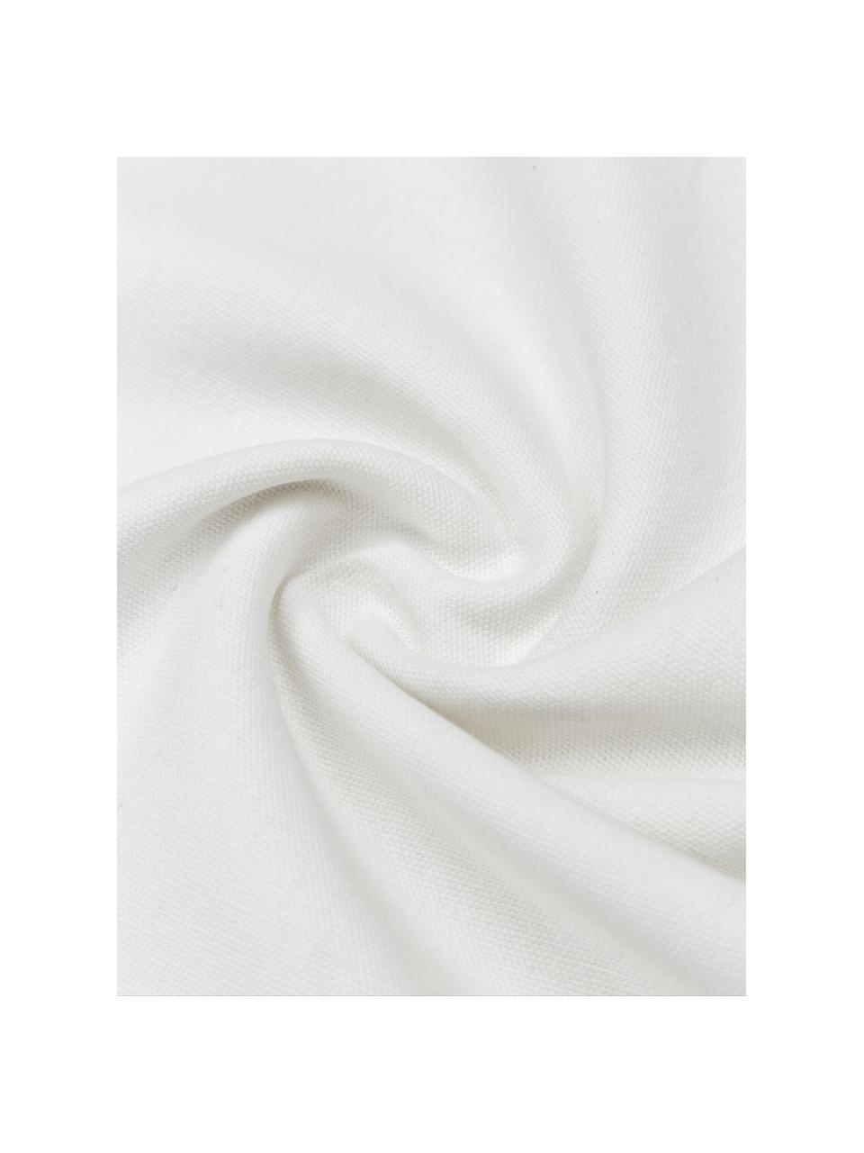 Federa arredo ricamata in cotone con frange Finca, 100% cotone, Bianco, nero, Larg. 30 x Lung. 50 cm