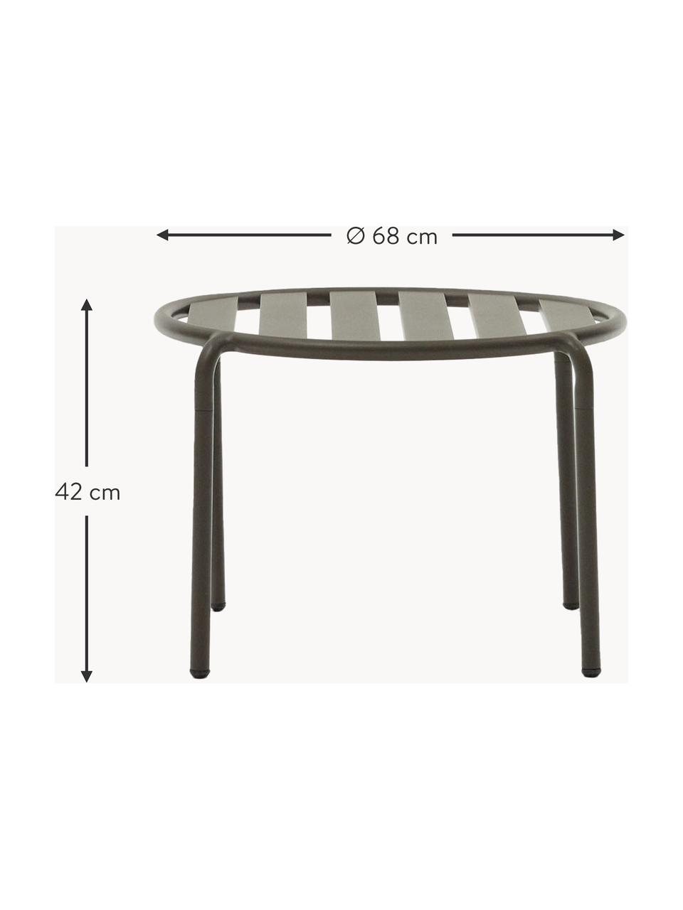 Ogrodowy stolik kawowy Joncols, Aluminium malowane proszkowo, Oliwkowy zielony, Ø 68 cm