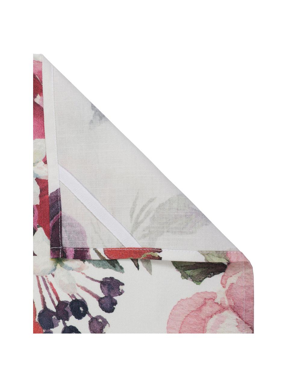 Bavlněná utěrka s květinovým vzorem Florisia, 2 ks, Bavlna, Růžová, bílá, Š 50 cm, D 70 cm