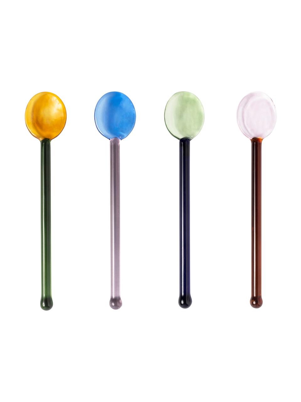 Löffel-Set Pin aus Glas, 4er-Set, Glas, Bunt, L 13 cm