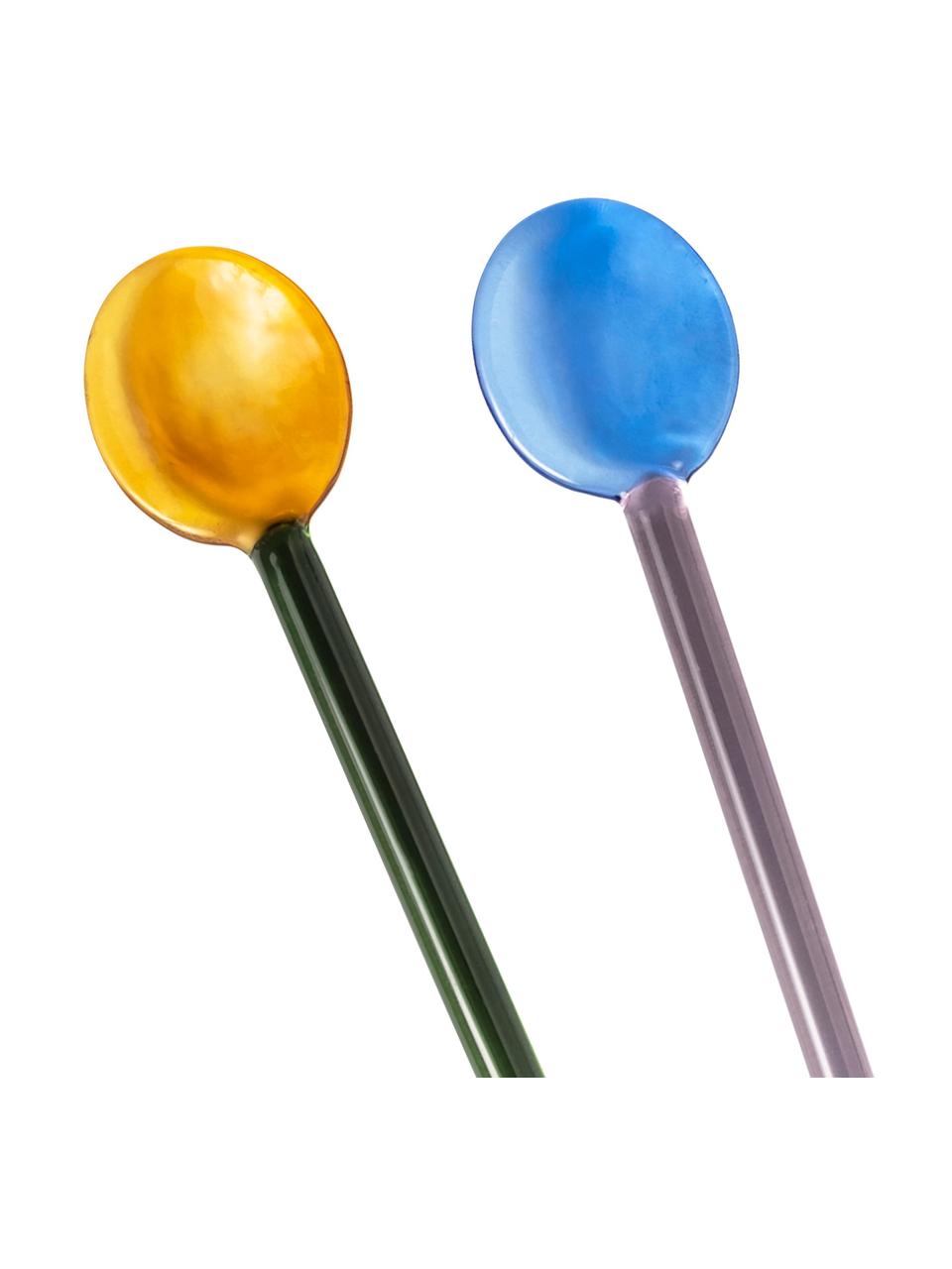 Cucharitas de vidrio Pin, 4 uds., Vidrio, Multicolor, L 13 cm