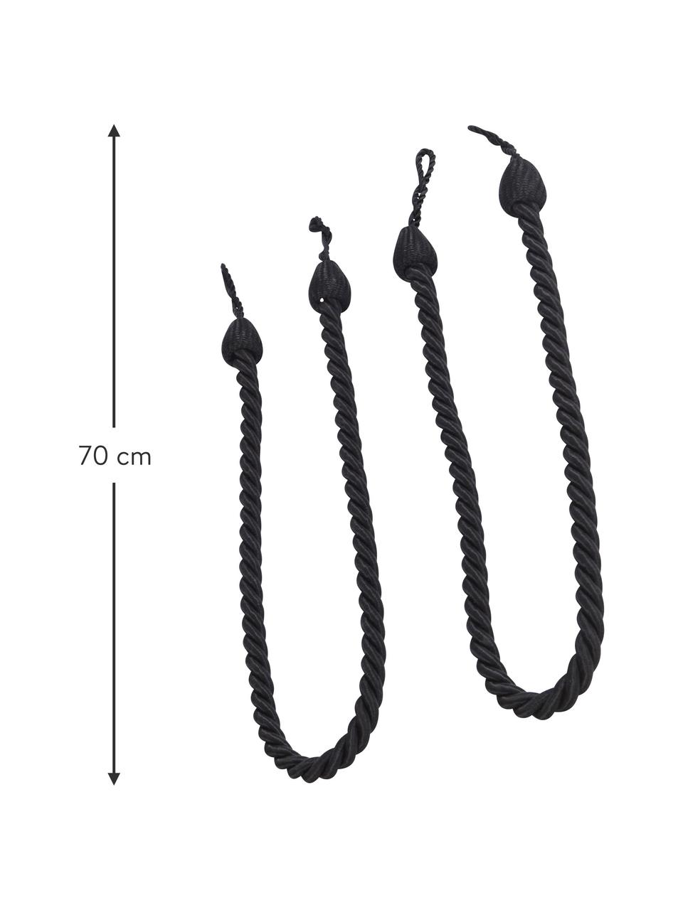 Opaska do zasłon ze sznurka Snoddas, 2 szt., 70% bawełna, 30% wiskoza, Czarny, D 70 cm