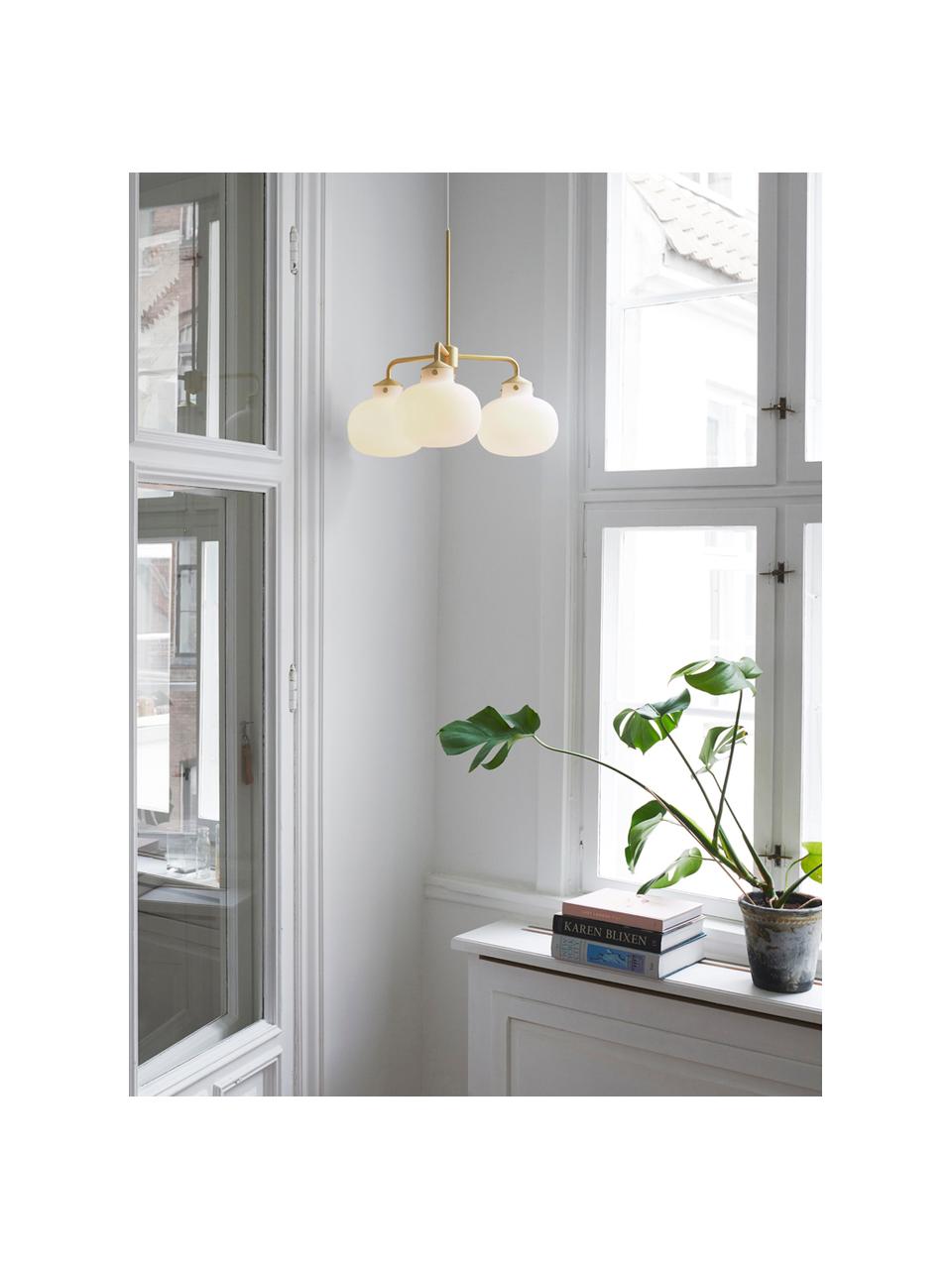 Suspension design Raito, Blanc opalescent, couleur laiton