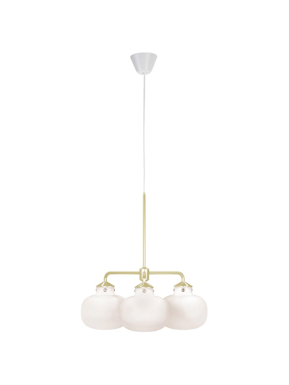 Suspension design Raito, Blanc opalescent, couleur laiton