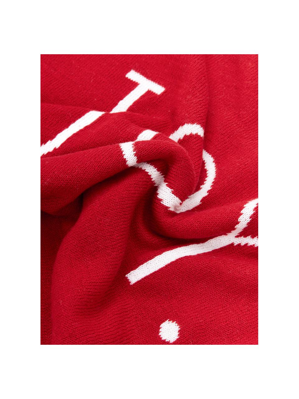 Funda de cojín de punto Jolanda, caras distintas, 100% algodón, Rojo, blanco crema, An 30 x L 50 cm