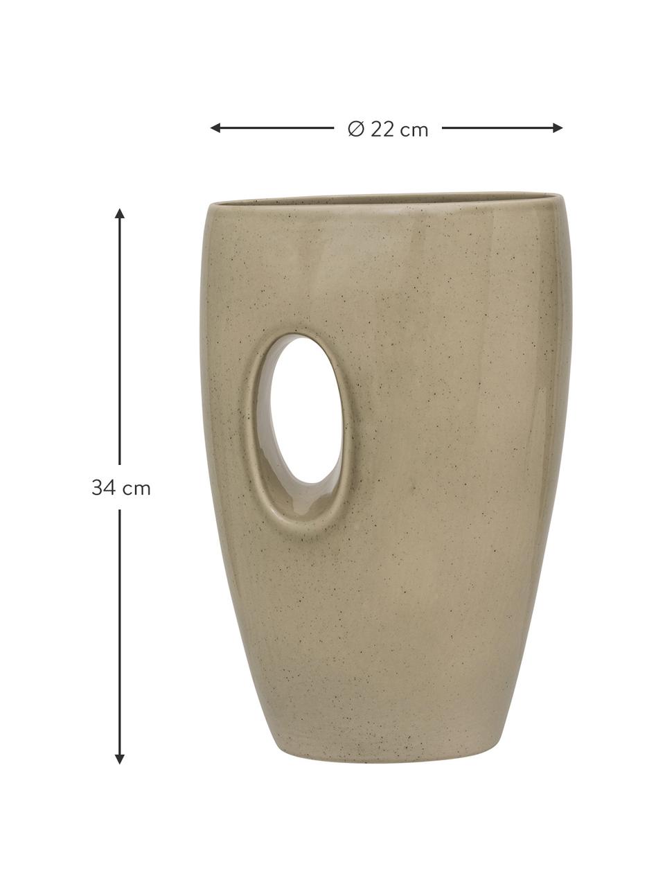 Handgefertigte Keramik-Vase Dappled, Keramik, Beige, Ø 22 x H 34 cm