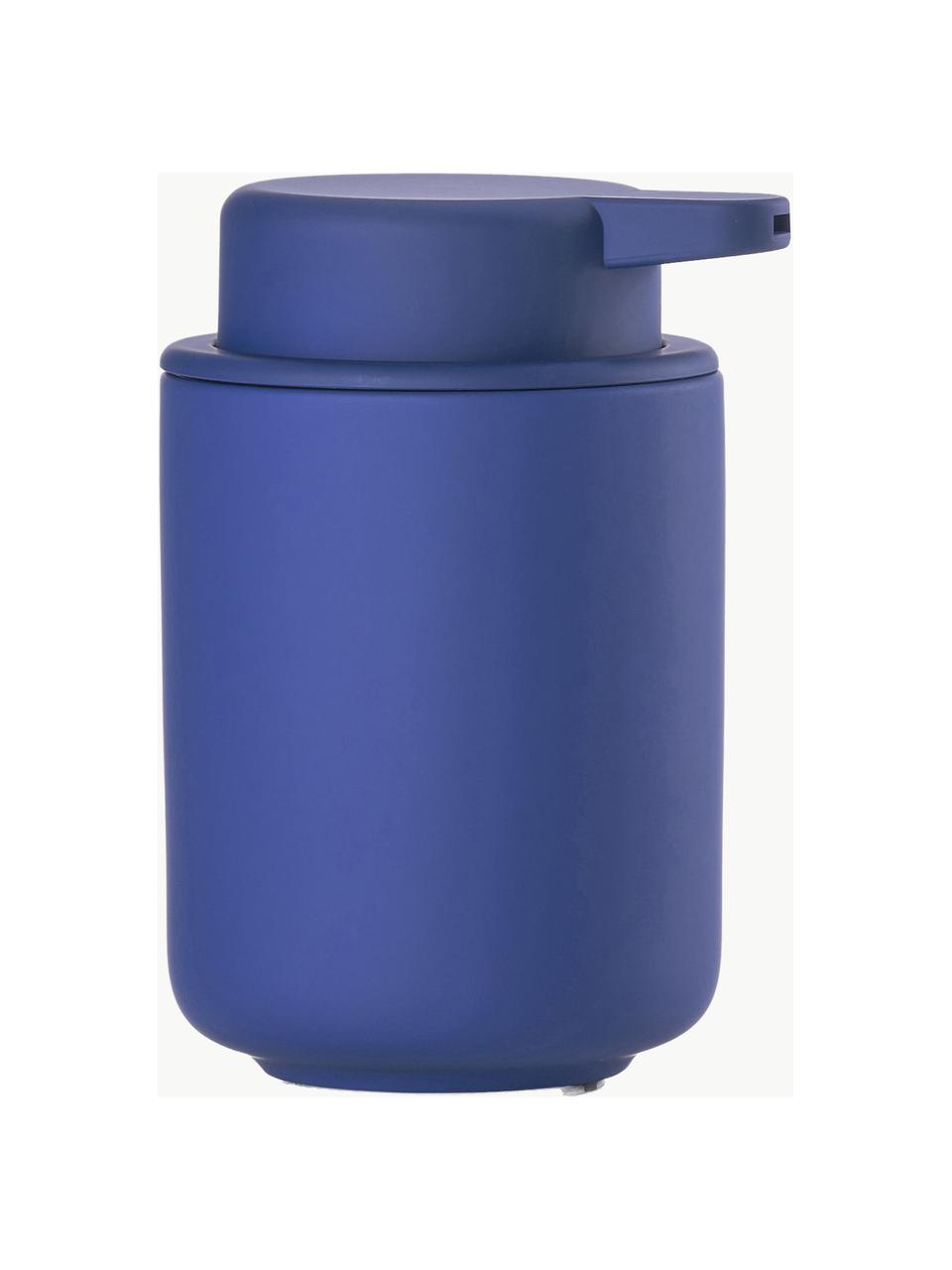 Dosificador de jabón con superficie suave al tacto Ume, Recipiente: gres cubierto con superfi, Azul real, Ø 8 x Al 13 cm