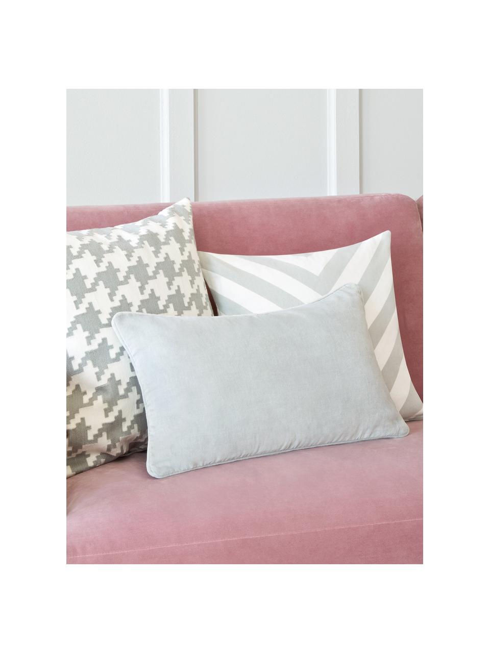 Funda de cojín de terciopelo Dana, 100% terciopelo de algodón, Gris claro, An 30 x L 50 cm