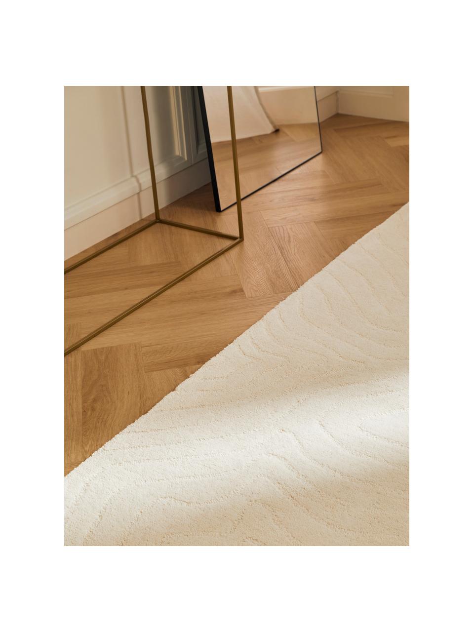 Alfombra corredor artesanal de lana Aaron, Parte superior: 100% lana, Reverso: 100% algodón Las alfombra, Blanco crema, An 80 x L 300 cm