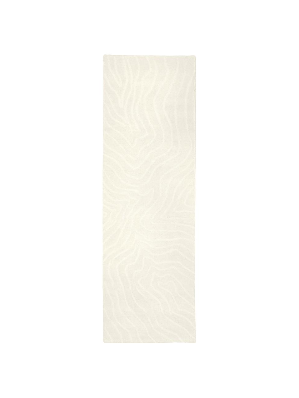 Ręcznie tuftowany chodnik z wełny Aaron, Kremowobiały, S 80 x D 300 cm