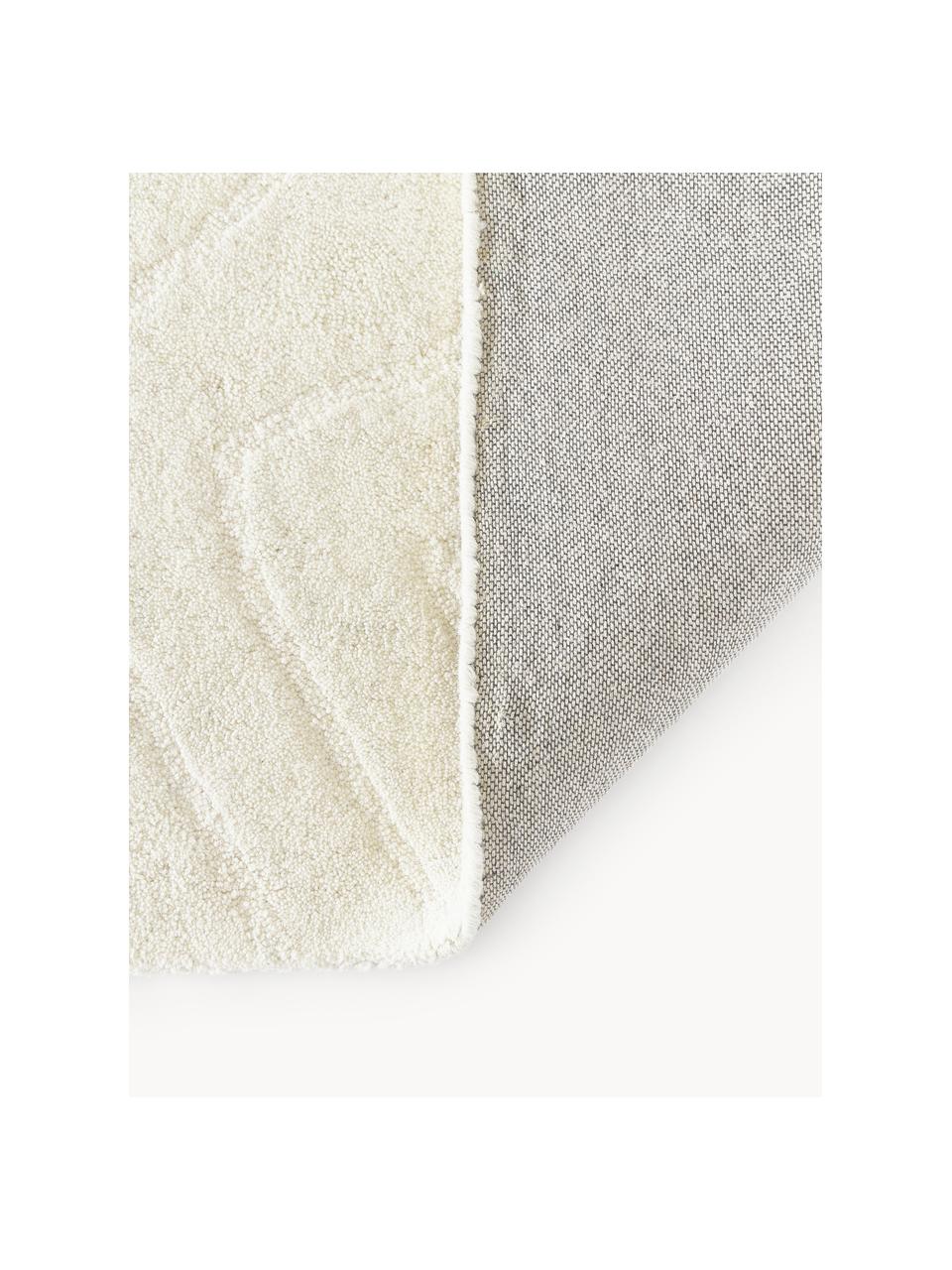 Alfombra corredor artesanal de lana Aaron, Parte superior: 100% lana, Reverso: 100% algodón Las alfombra, Blanco crema, An 80 x L 300 cm