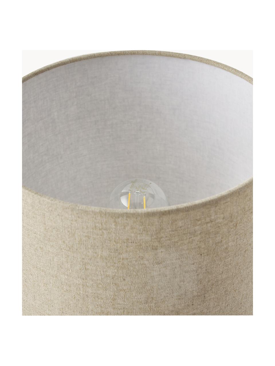 Lampada da tavolo con base in cemento Ike, Paralume: 100% lino, Base della lampada: cemento, Bianco crema, beige, Ø 30 x Alt. 45 cm
