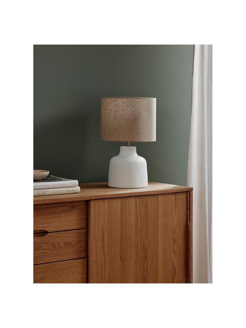 Lampe à poser avec socle en béton Ike, Blanc crème, beige, Ø 30 x haut. 45 cm