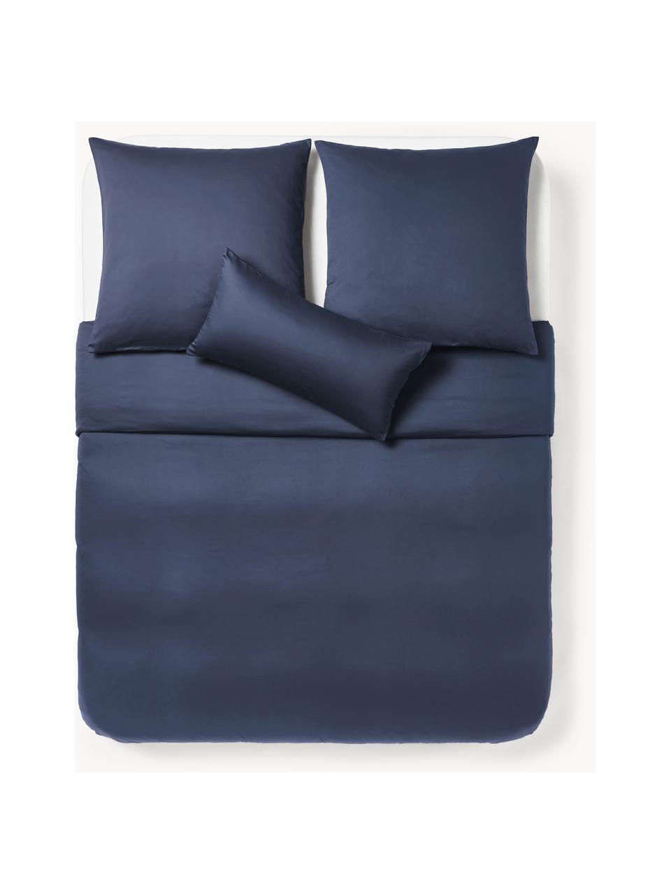 Funda nórdica de satén Comfort, Azul oscuro, Cama 90 (An 155 x L 220 cm)