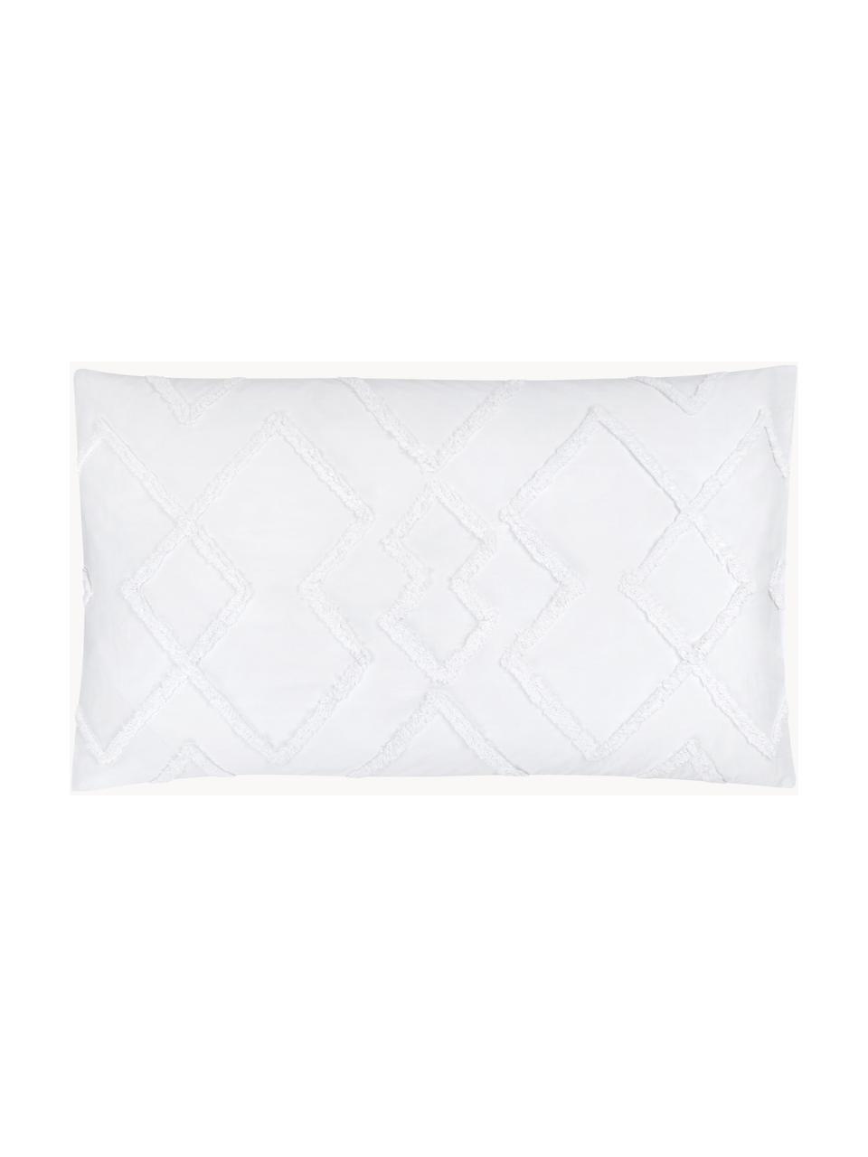 Funda de almohada texturizada de percal Faith, Blanco, An 50 x L 85 cm