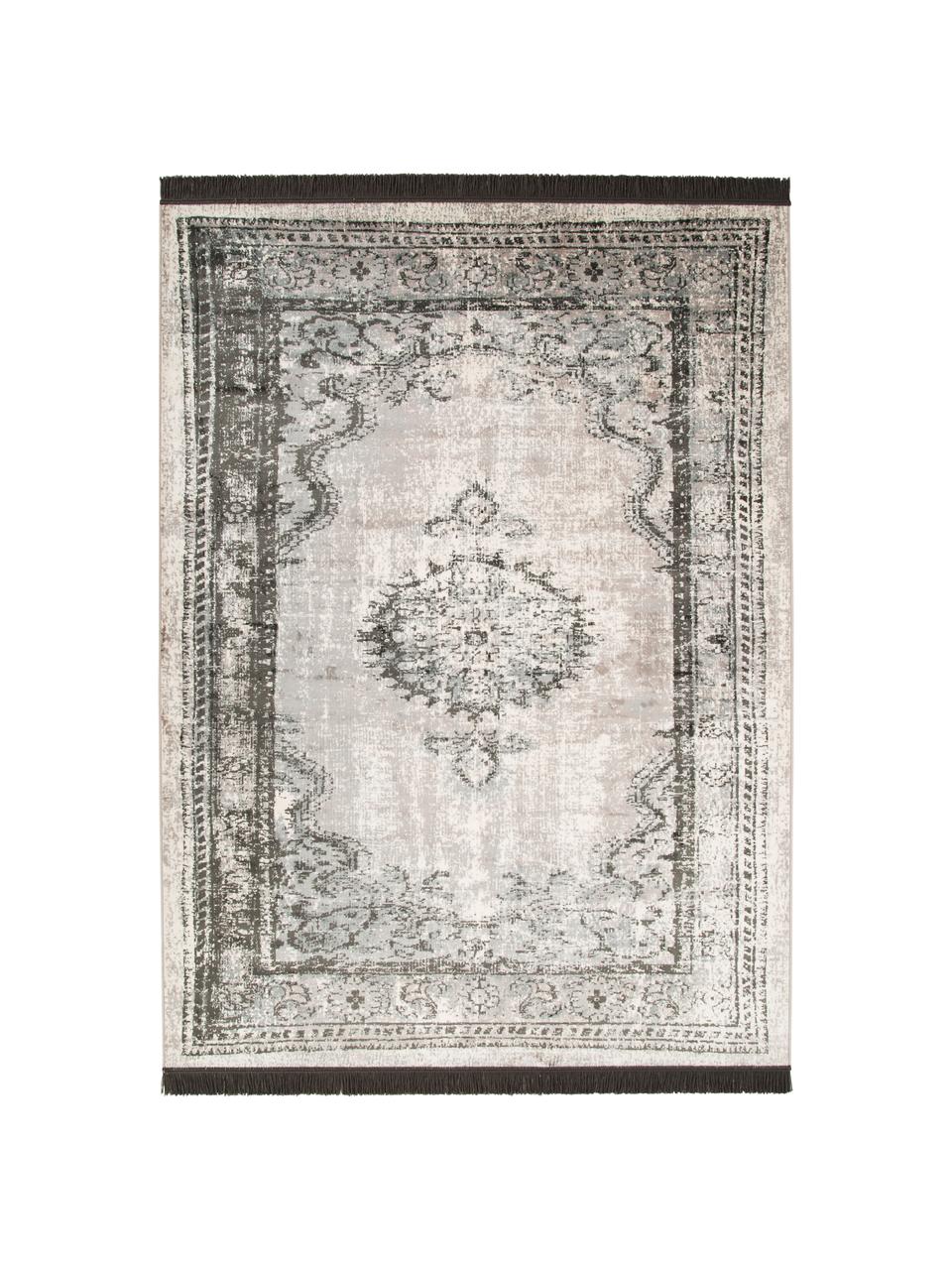 Tapis vintage gris beige Marvel, Gris foncé, gris clair, beige clair