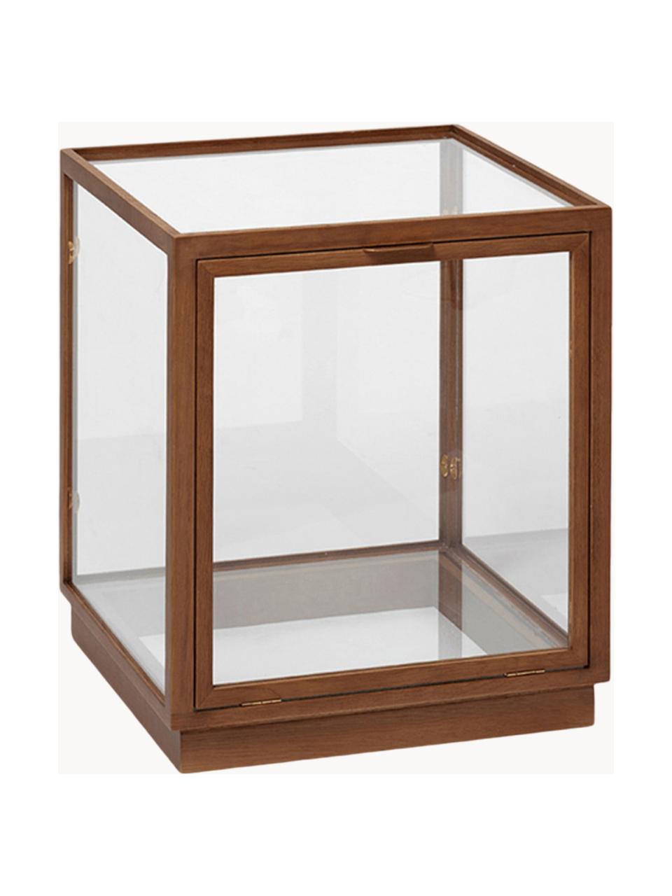 Vitrine Miru aus Eichenholz, Gestell: Eichenholz, Dunkles Eichenholz, Transparent, B 40 x H 42 cm