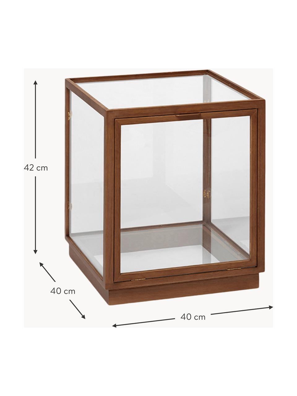 Vitrína z dubového dřeva Miru, Tmavě dubové dřevo, transparentní, Š 40 cm, V 42 cm