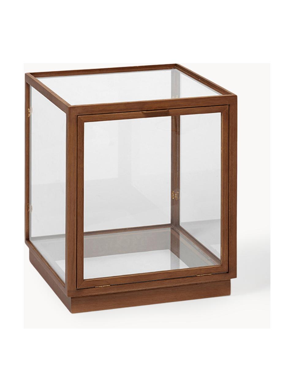 Vitrine Miru aus Eichenholz, Gestell: Eichenholz, Dunkles Eichenholz, Transparent, B 40 x H 42 cm