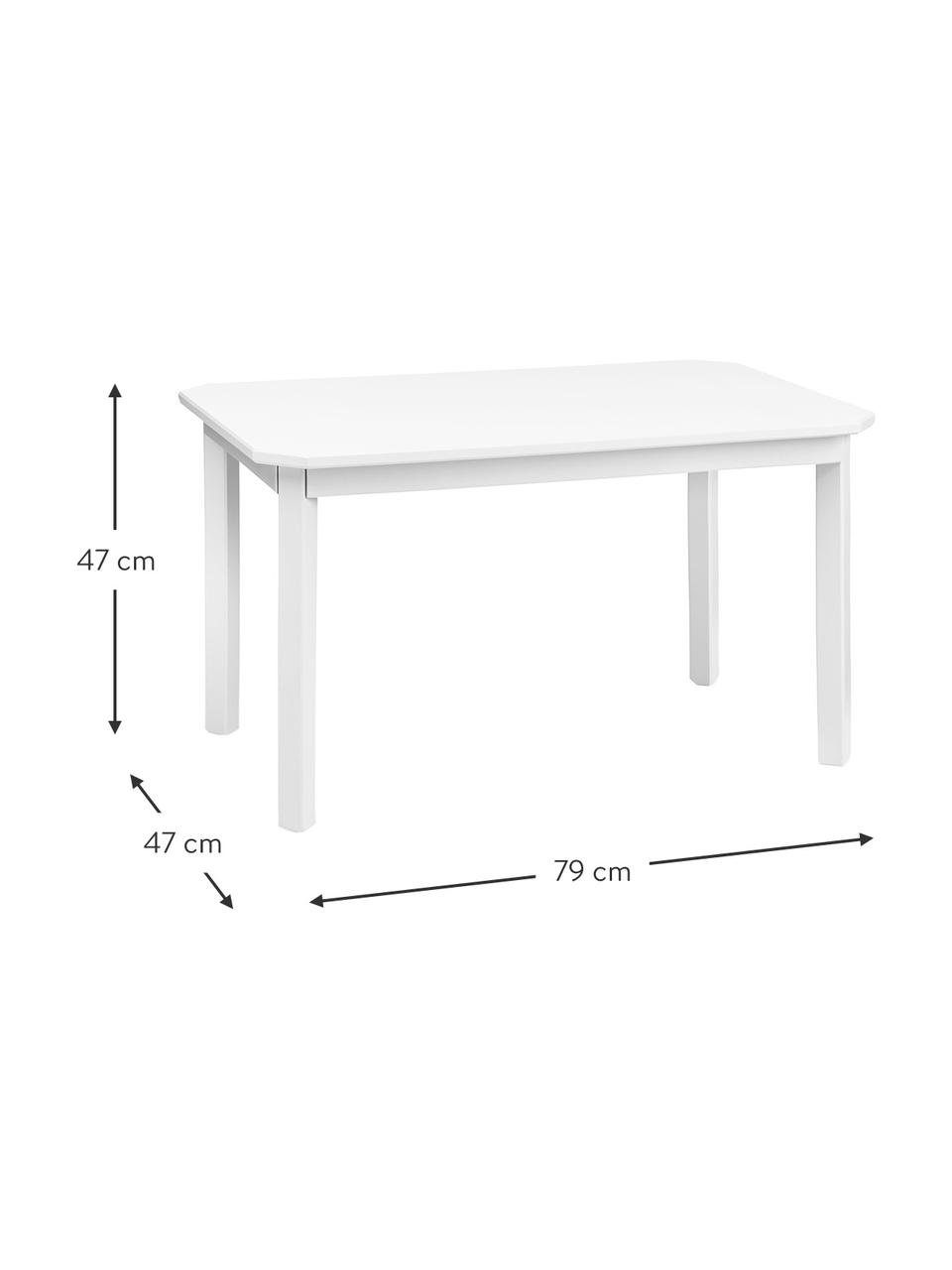 Table en bois pour enfants Harlequin, Bois de bouleau, MDF, peinture sans COV, Blanc, larg. 79 x haut. 47 cm