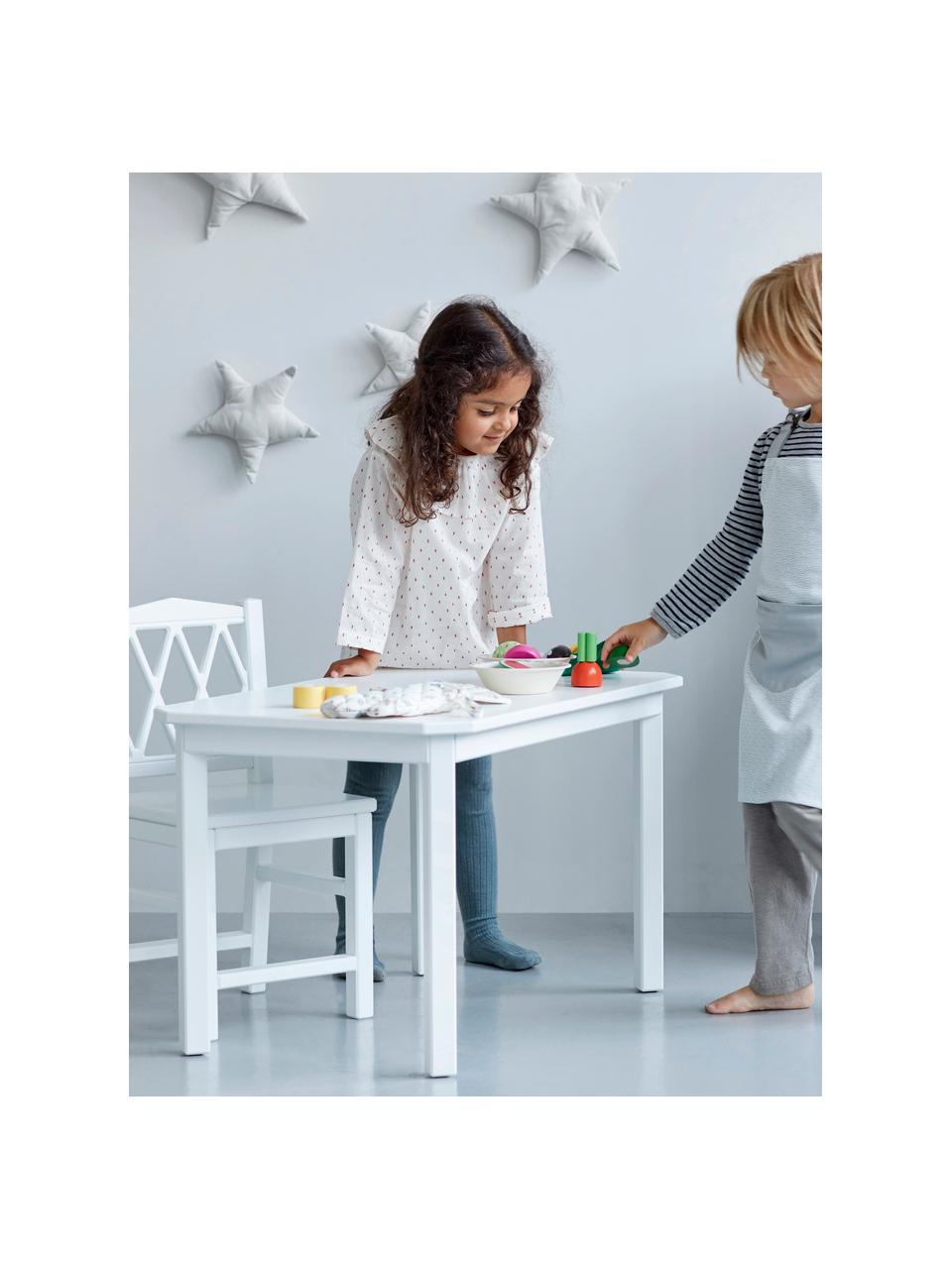 Stół dla dzieci Harlequin, Drewno brzozowe, płyta pilśniowa (MDF), lakierowane farbą wolną od LZO, Drewno brzozowe lakierowane na biało, S 79 x W 47 cm