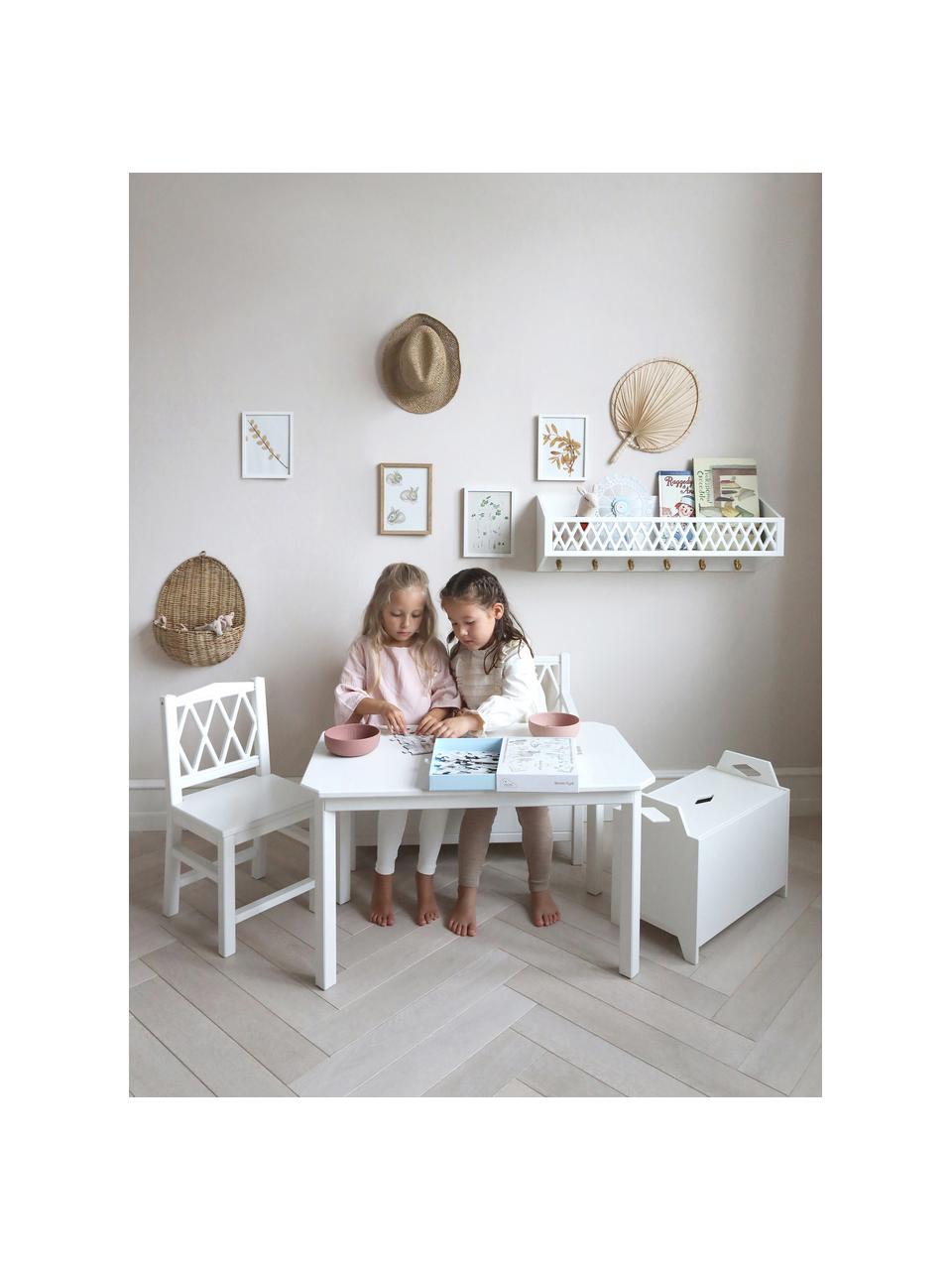 Mesa infantil Harlequin, Madera de abedul, tablero de fibras de densidad media (MDF) pintado con pintura libre de COV

Este producto está hecho de madera de origen sostenible y con certificación FSC®., Madera de abedul pintado blanco, An 79 x Al 47 cm