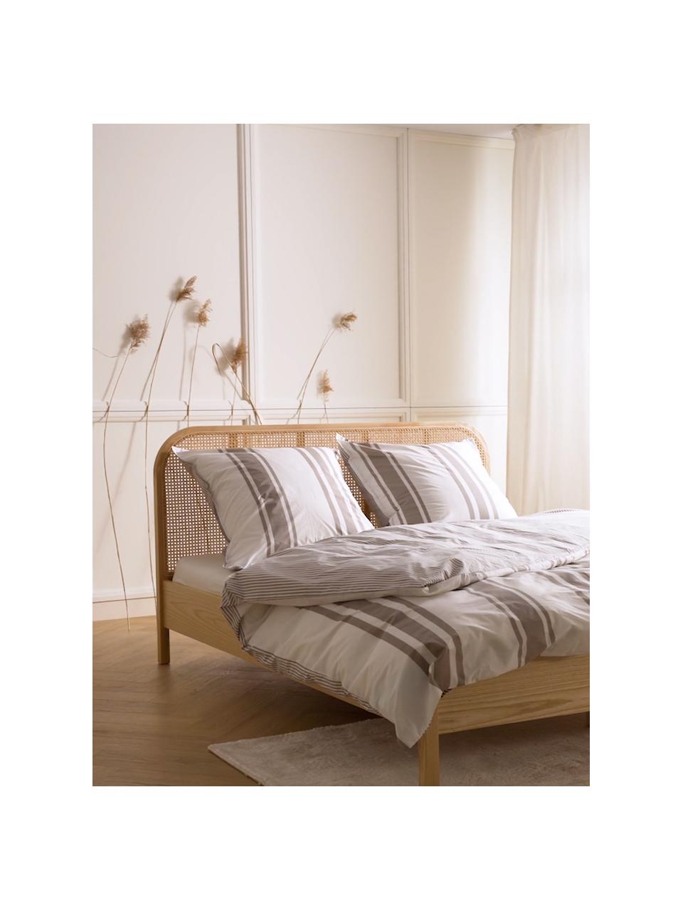 Juego de funda nórdica y funda de almohada de percal de algodón ecológico Kinsley, Beige, blanco, Cama 135/140 cm (200 x 200 cm), 3 pzas.