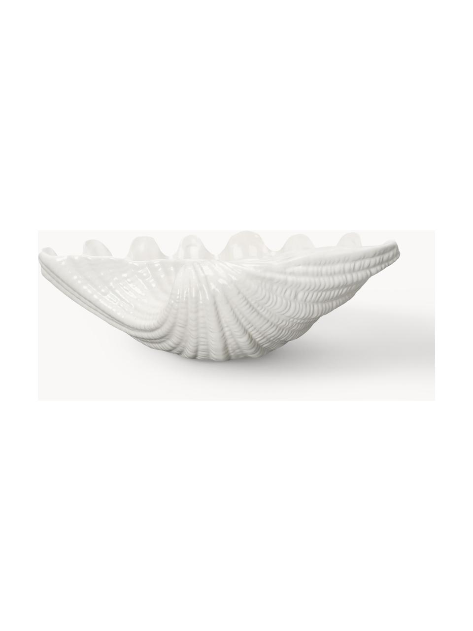 Saladier en dolomie en forme de coquille Shell, Dolomie, Blanc cassé, larg. 34 x prof. 24 cm