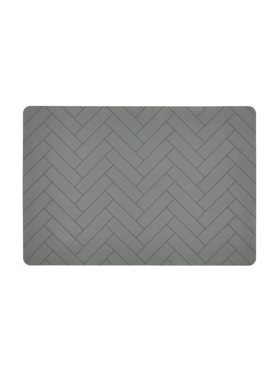 Mantel individual de silicona Tiles, Silicona, Gris oscuro, An 33 x L 48 cm