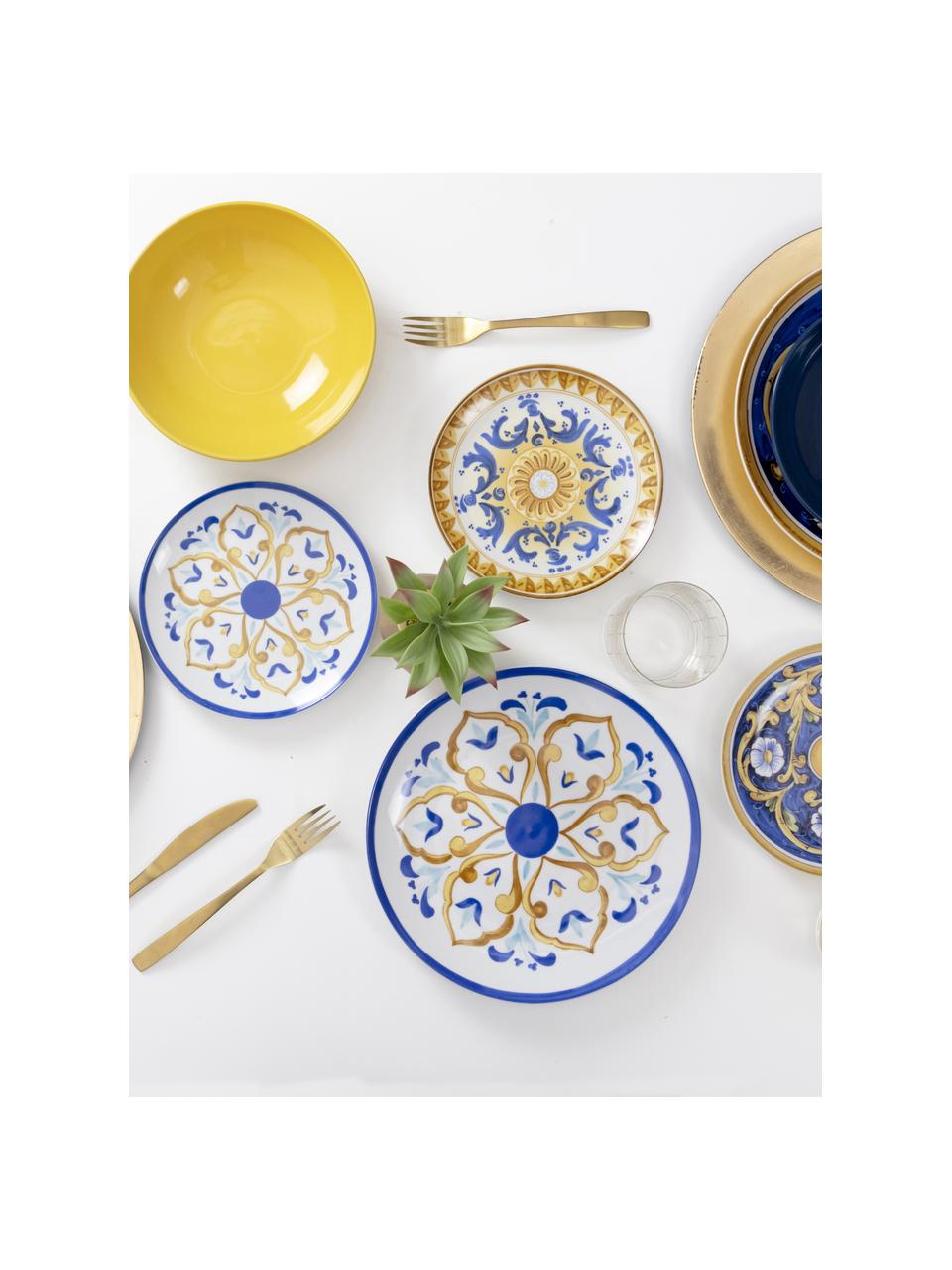 Serviesset Sicilia, 6 personen (18-delig), Wit, donkerblauw, geel, Set met verschillende formaten