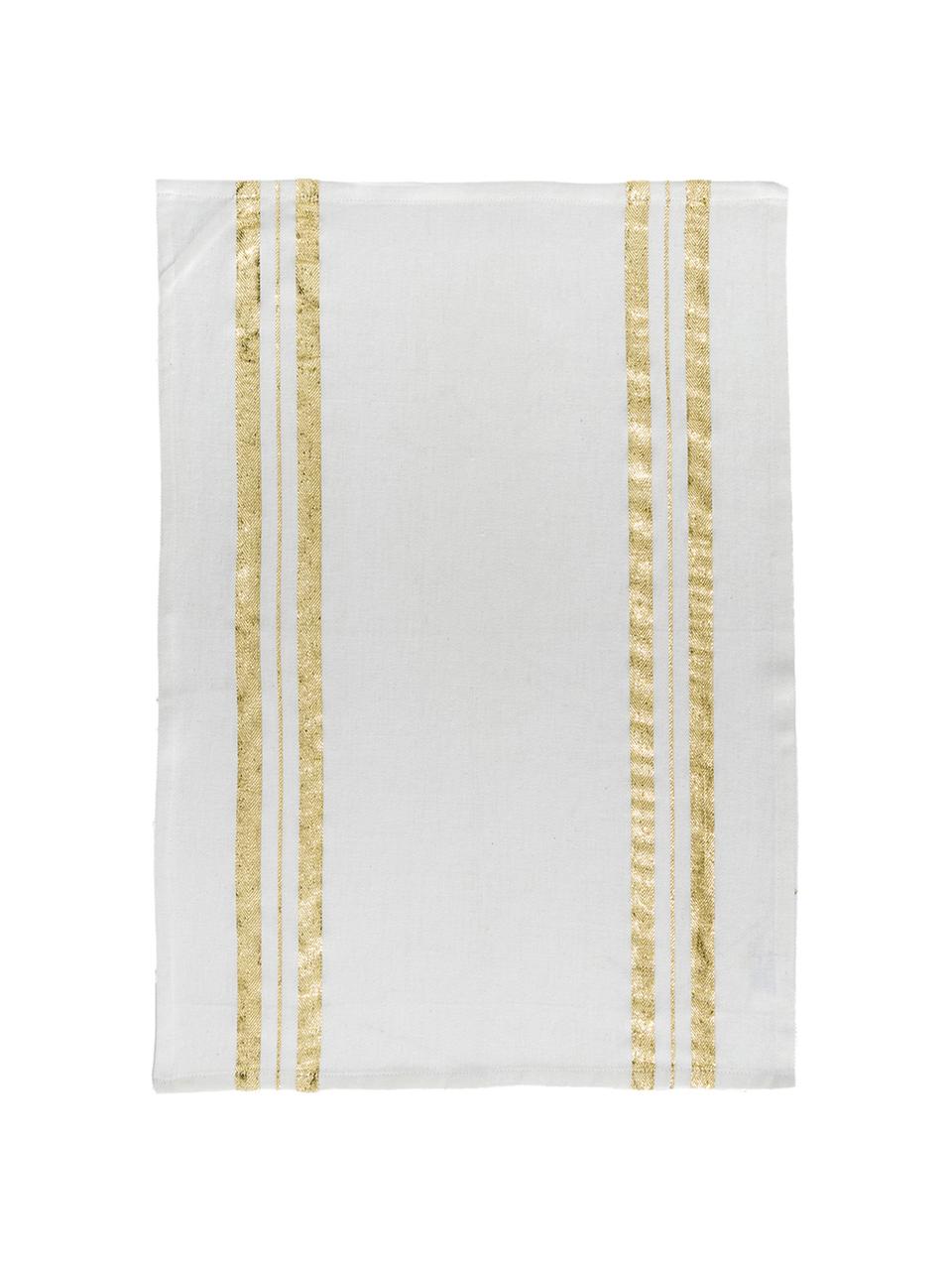 Paño de cocina Corinne, Algodón, Blanco, dorado, An 50 x L 70 cm