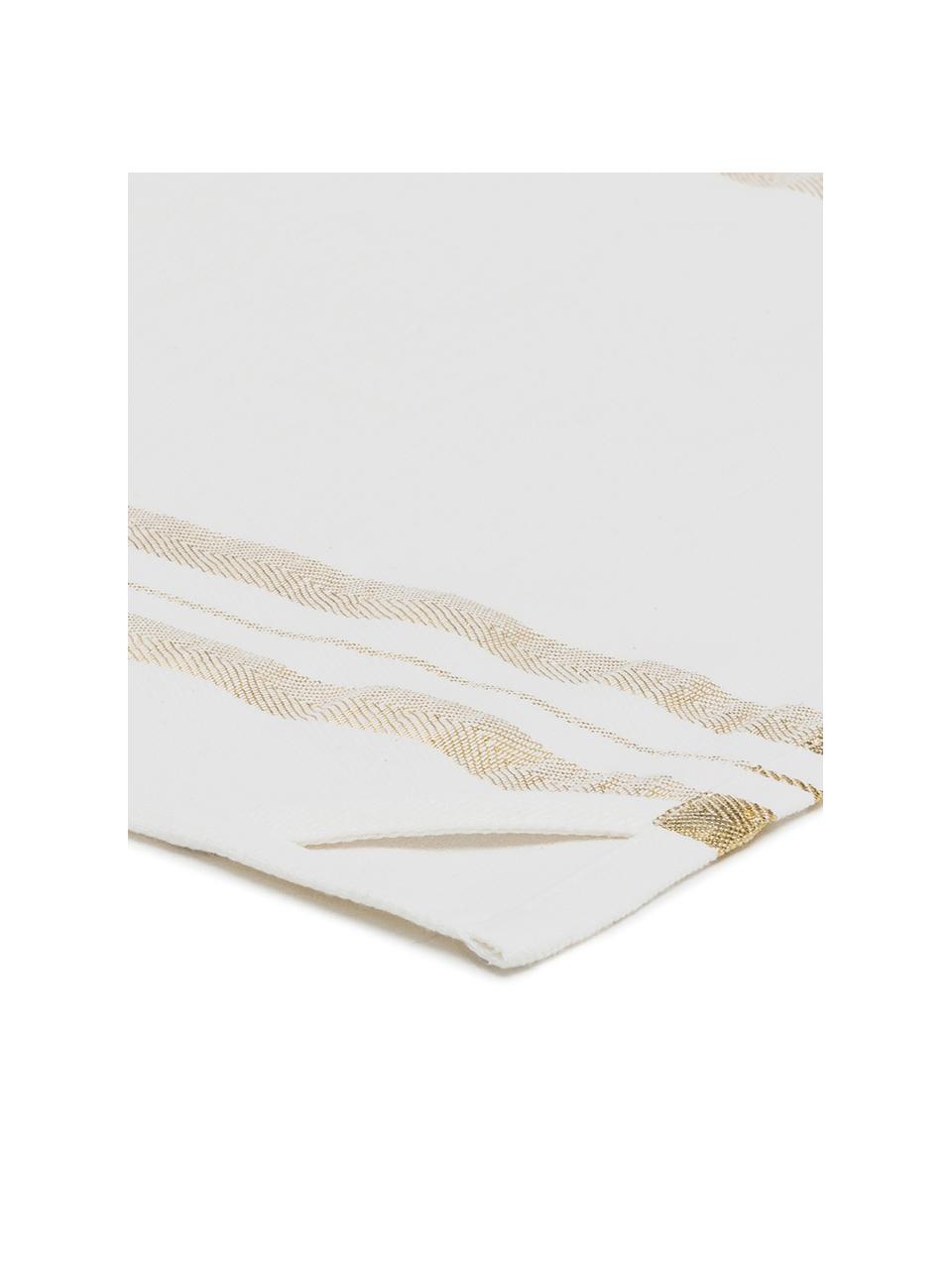 Theedoek Corinne met goudkleurige details, Katoen, Wit, goudkleurig, 50 x 70 cm