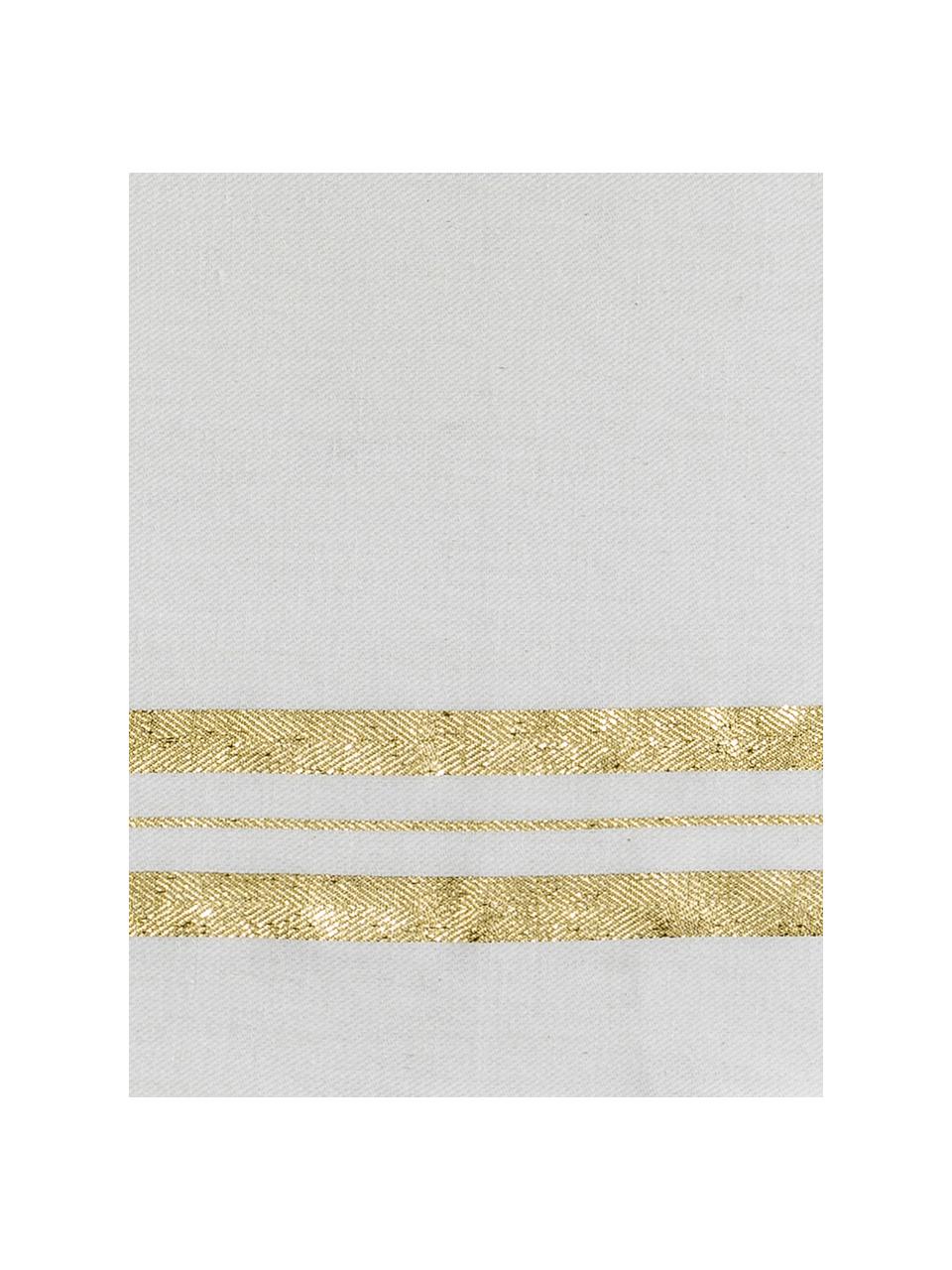 Theedoek Corinne met goudkleurige details, Katoen, Wit, goudkleurig, 50 x 70 cm