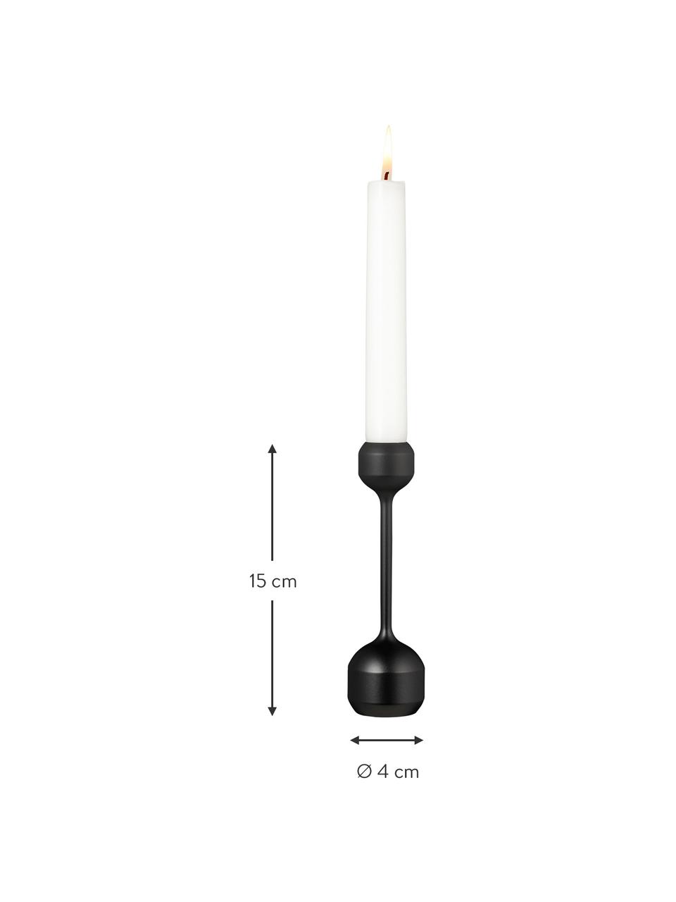 Kandelaar Silhouette in zwart, Gecoat metaal, Zwart, Ø 4 x H 15 cm