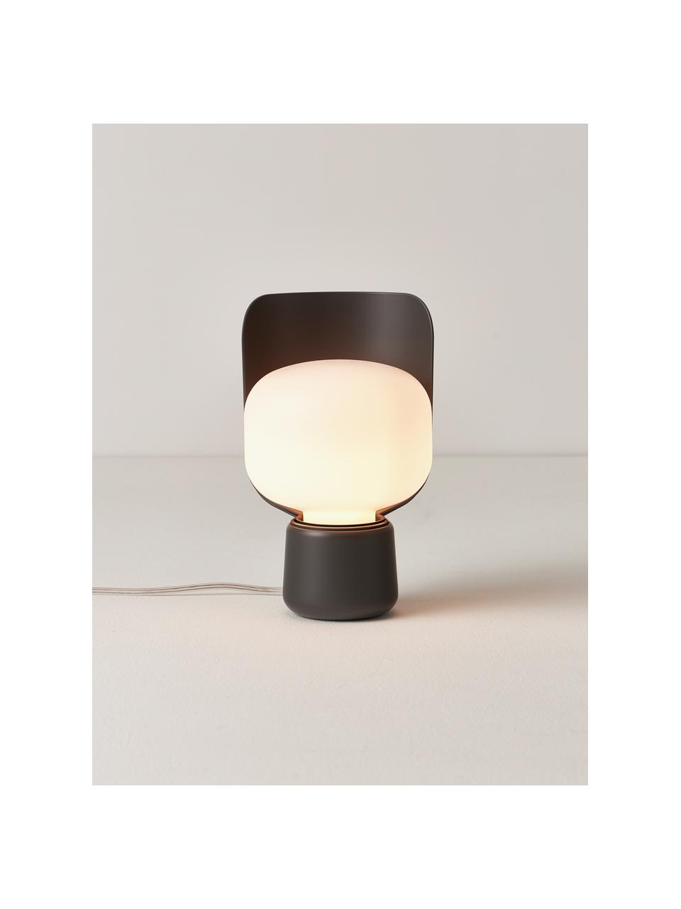 Malá stolní lampa Blom, ručně vyrobená, Bílá, antracitová, Ø 15 cm, V 24 cm