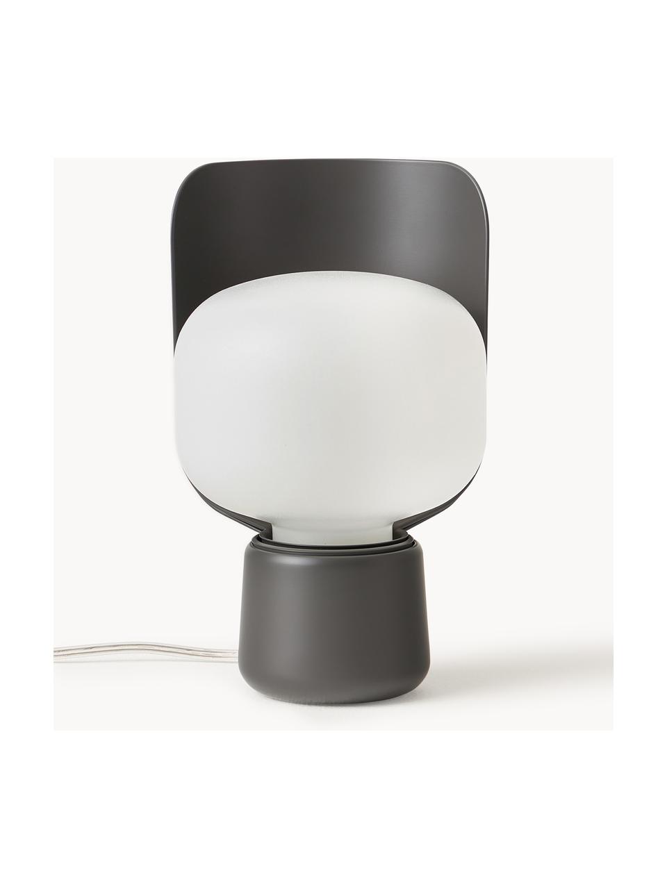 Petite lampe à poser artisanale Blom, Blanc, anthracite, Ø 15 x haut. 24 cm
