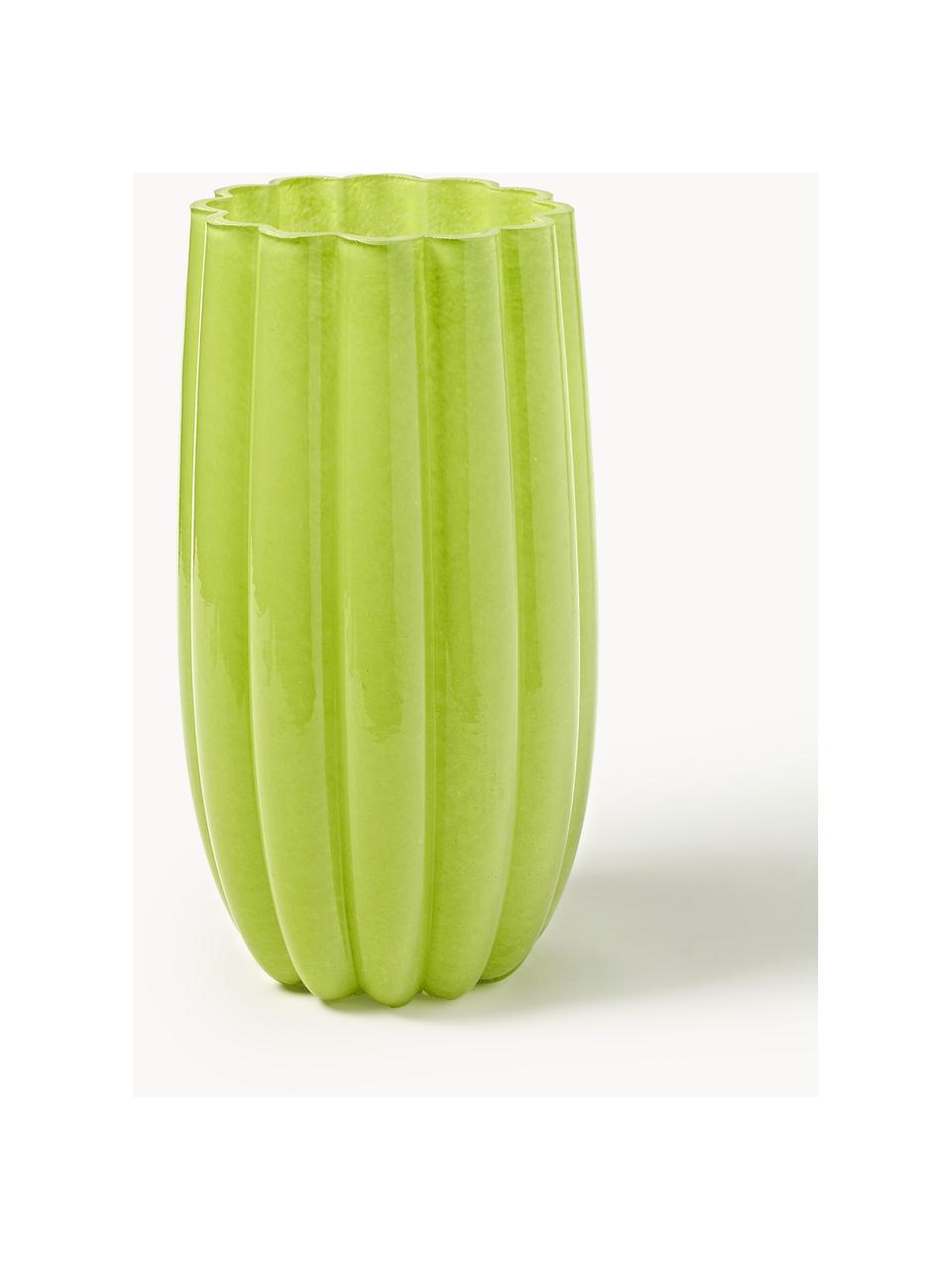 Mundgeblasene Glas-Vase Melon, H 38 cm, Glas, mundgeblasen, Hellgrün, Ø 21 x H 38 cm